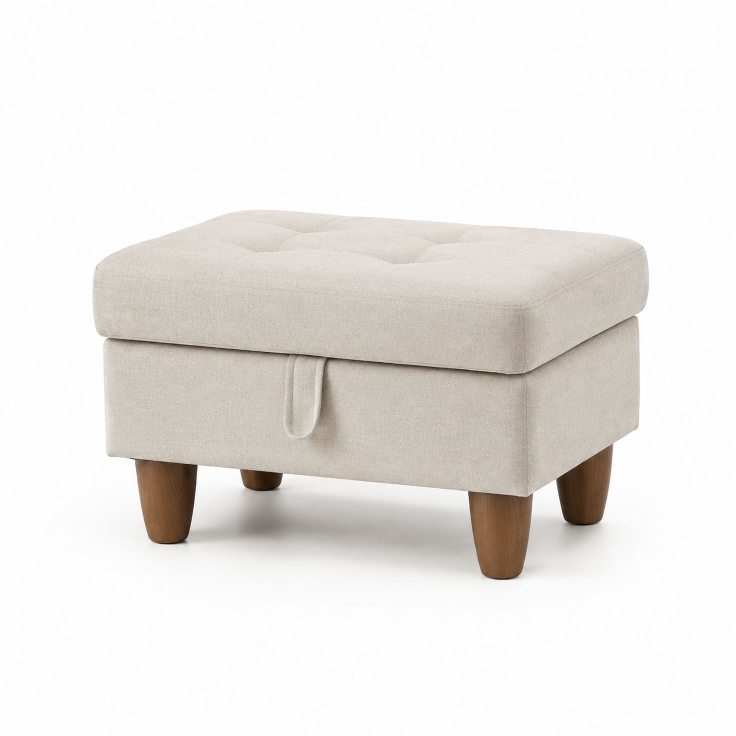 Pouf contenitore rettangolare in tessuto con gambe in legno-Plypractical