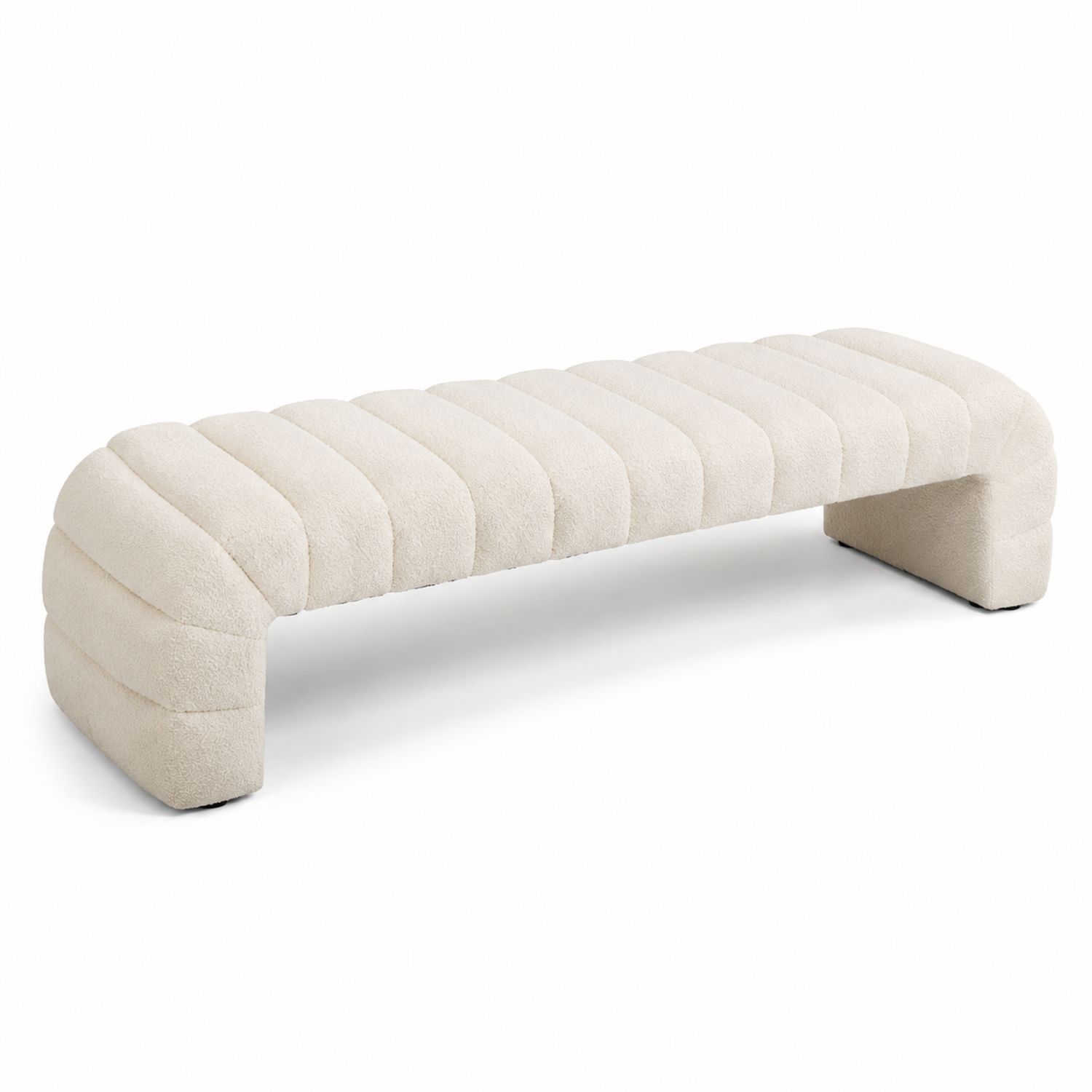 Panca in tessuto beige 180x40x45 cm-Plypractical