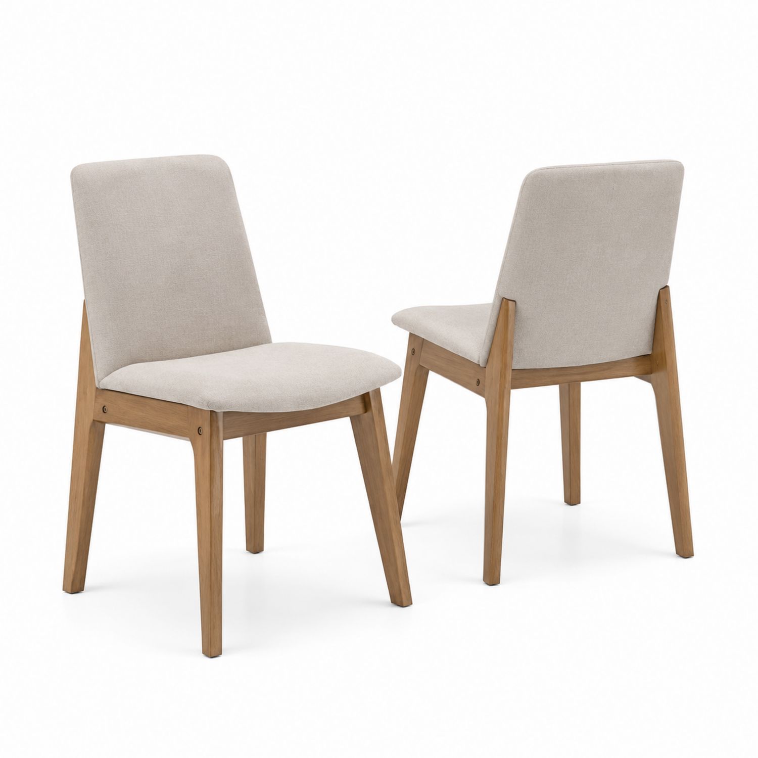 Set di 2 sedie in legno massello e tessuto beige-Plypractical