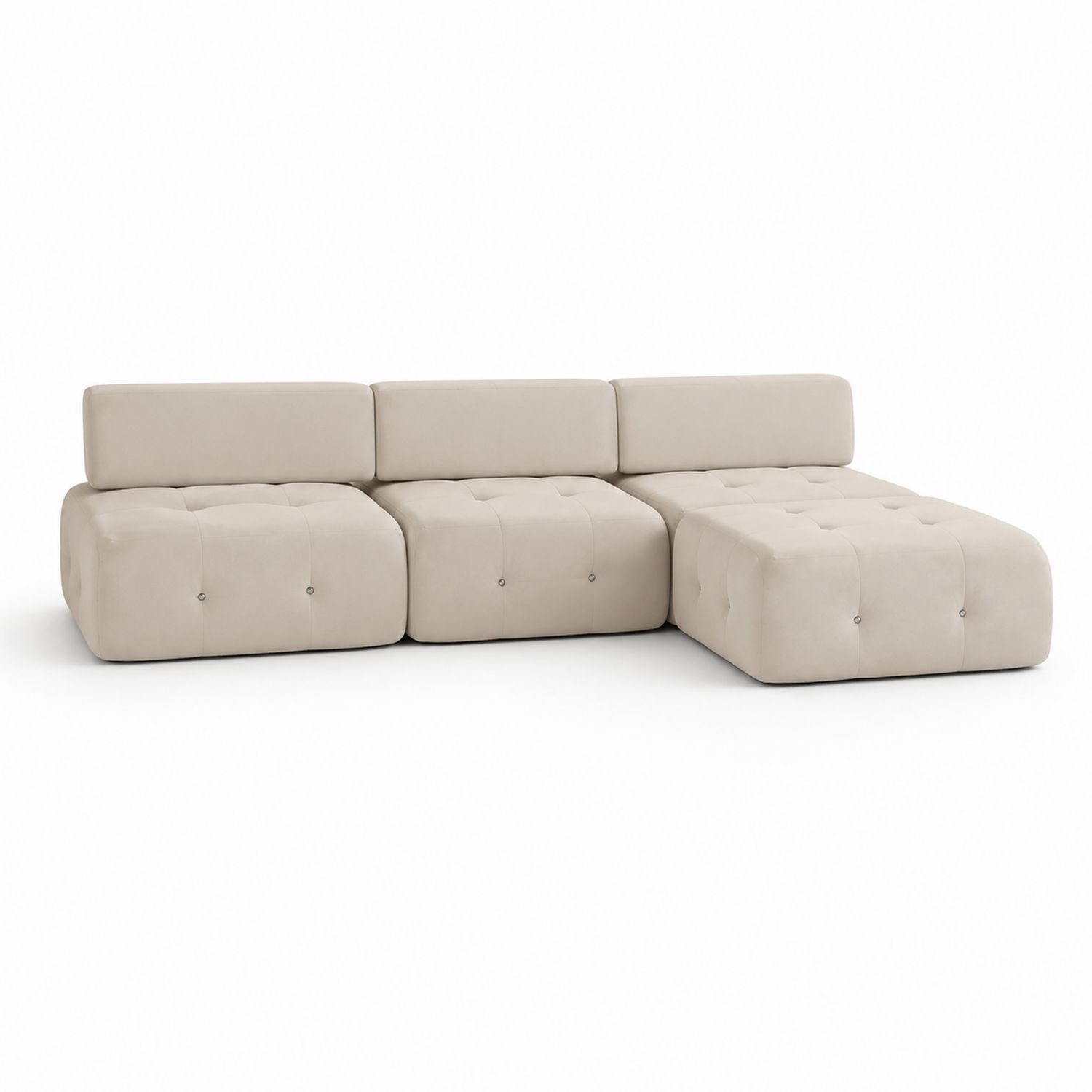 Divano modulare in tessuto poliestere beige-Plypractical