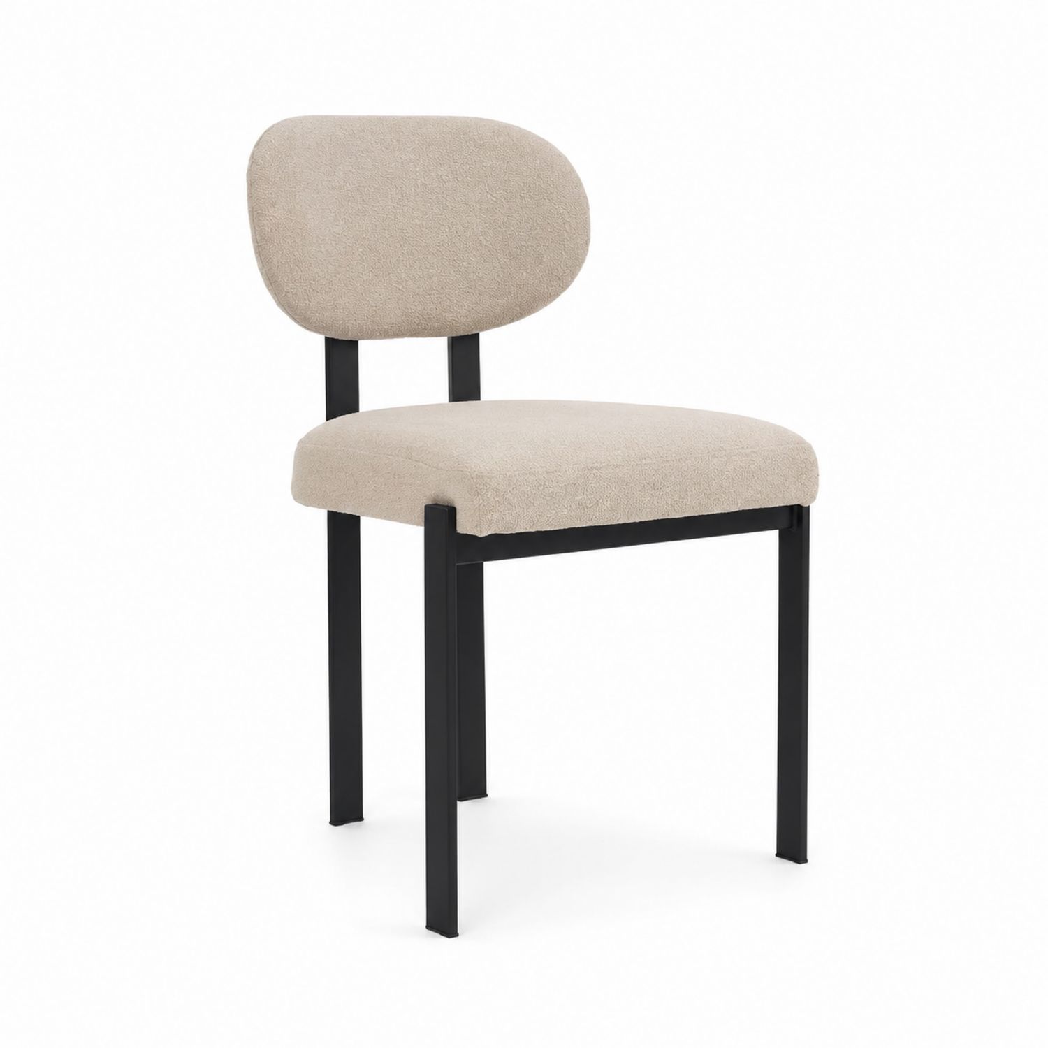 Sedia in metallo e tessuto beige imbottito-Plypractical