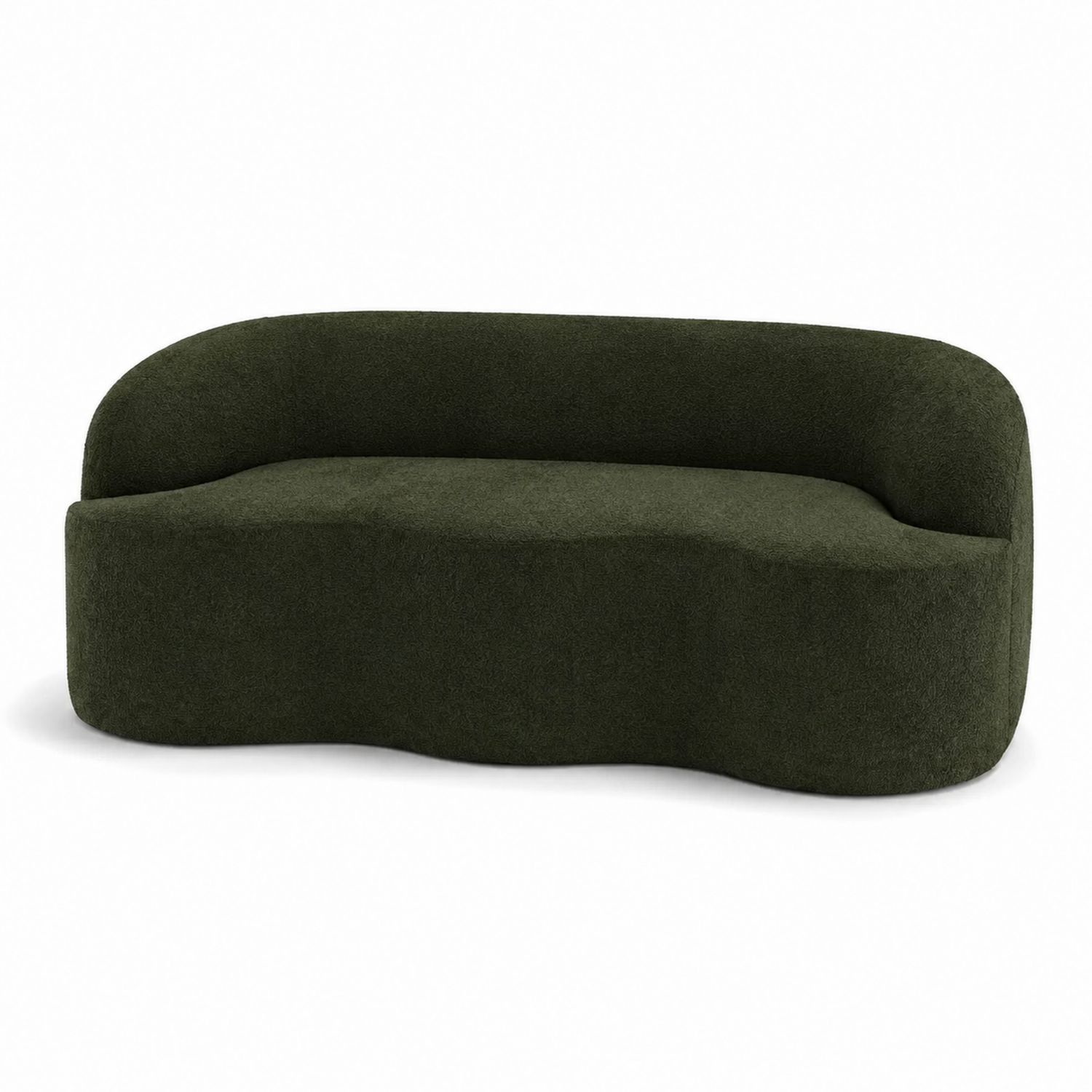Divano curvo in tessuto verde scuro, 200x90x75 cm-Plypractical