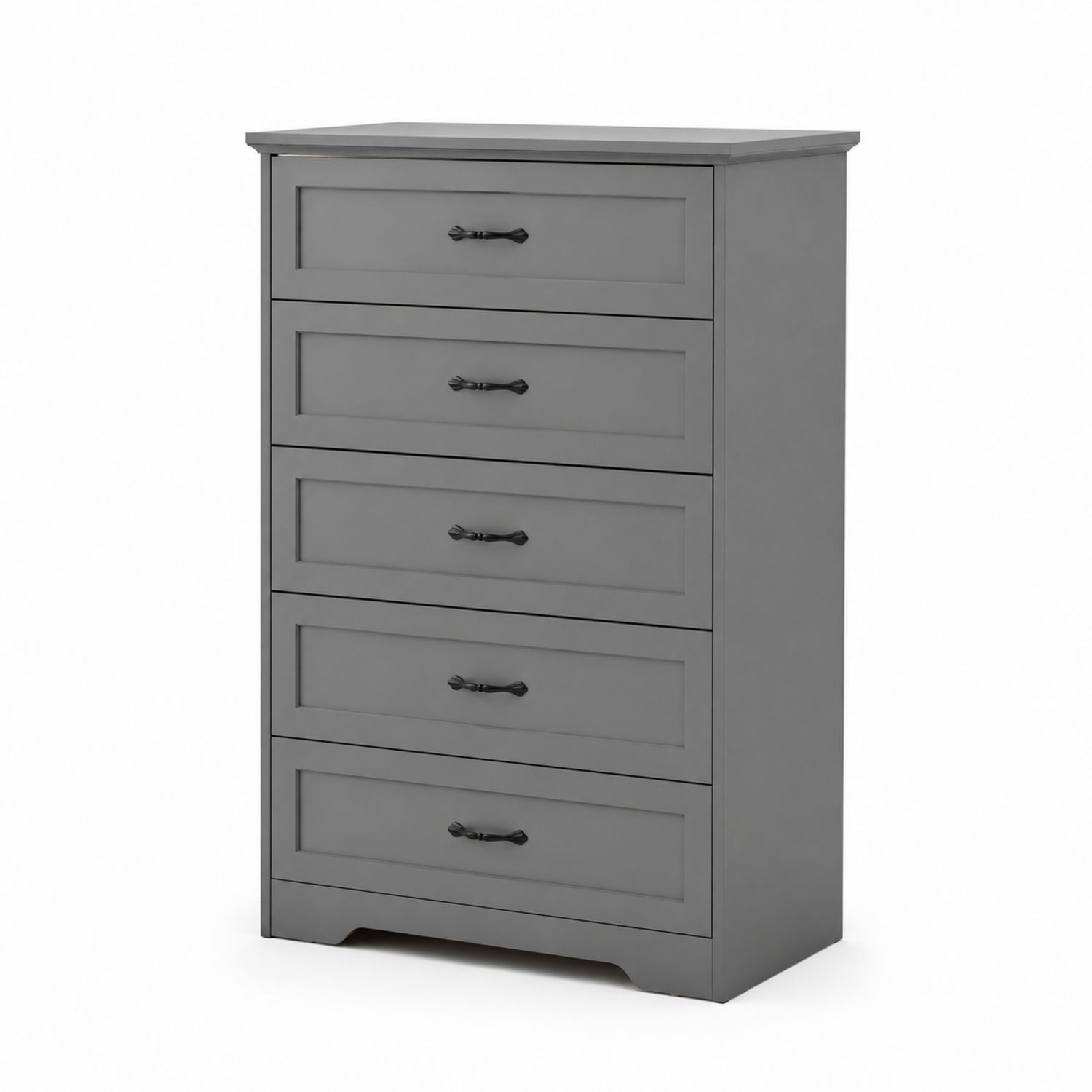 Cassettiera alta in legno MDF grigio con 5 cassetti-Plypractical