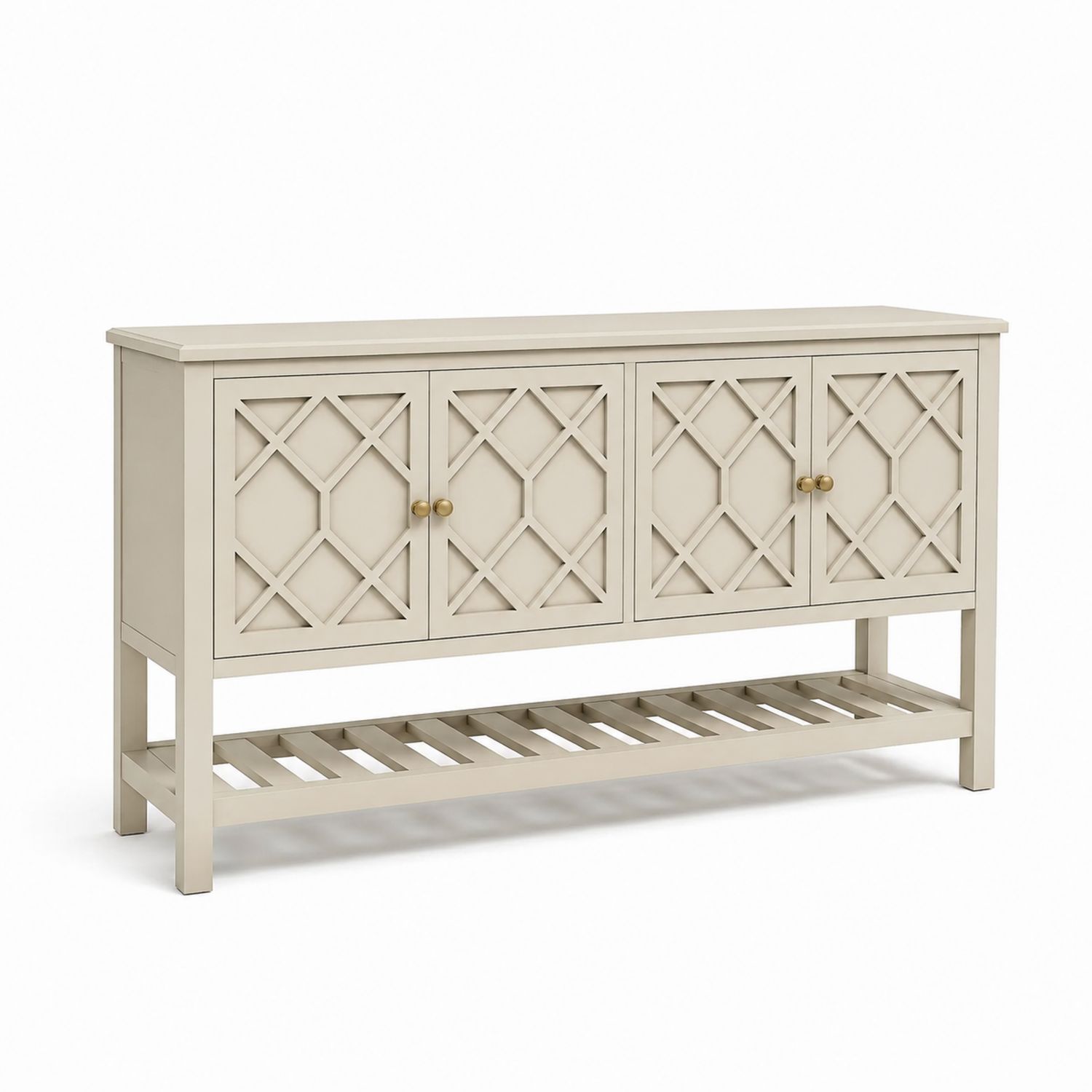 Credenza in legno con 4 porte avorio-Plypractical
