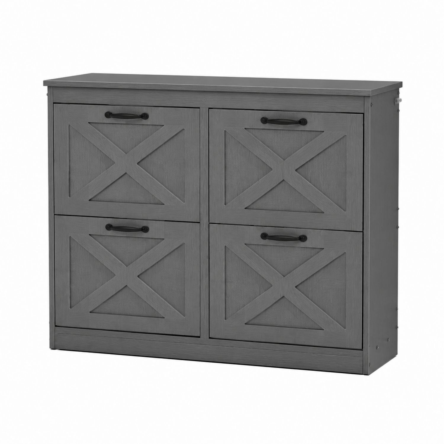 Scarpiera in Legno Grigio con 4 Scomparti-Plypractical