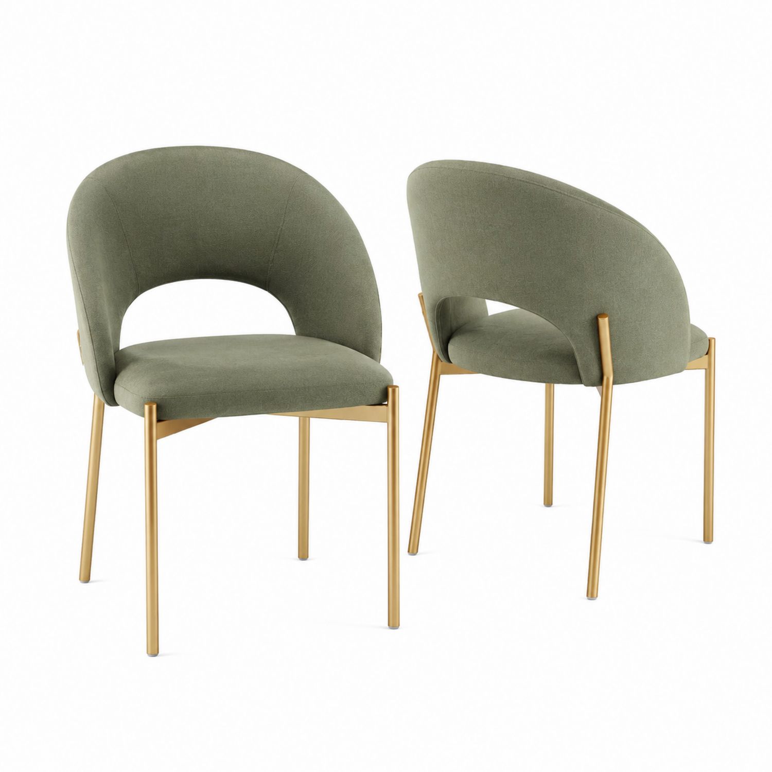 Set di 2 Sedie in Tessuto Verde con Gambe in Metallo-Plypractical
