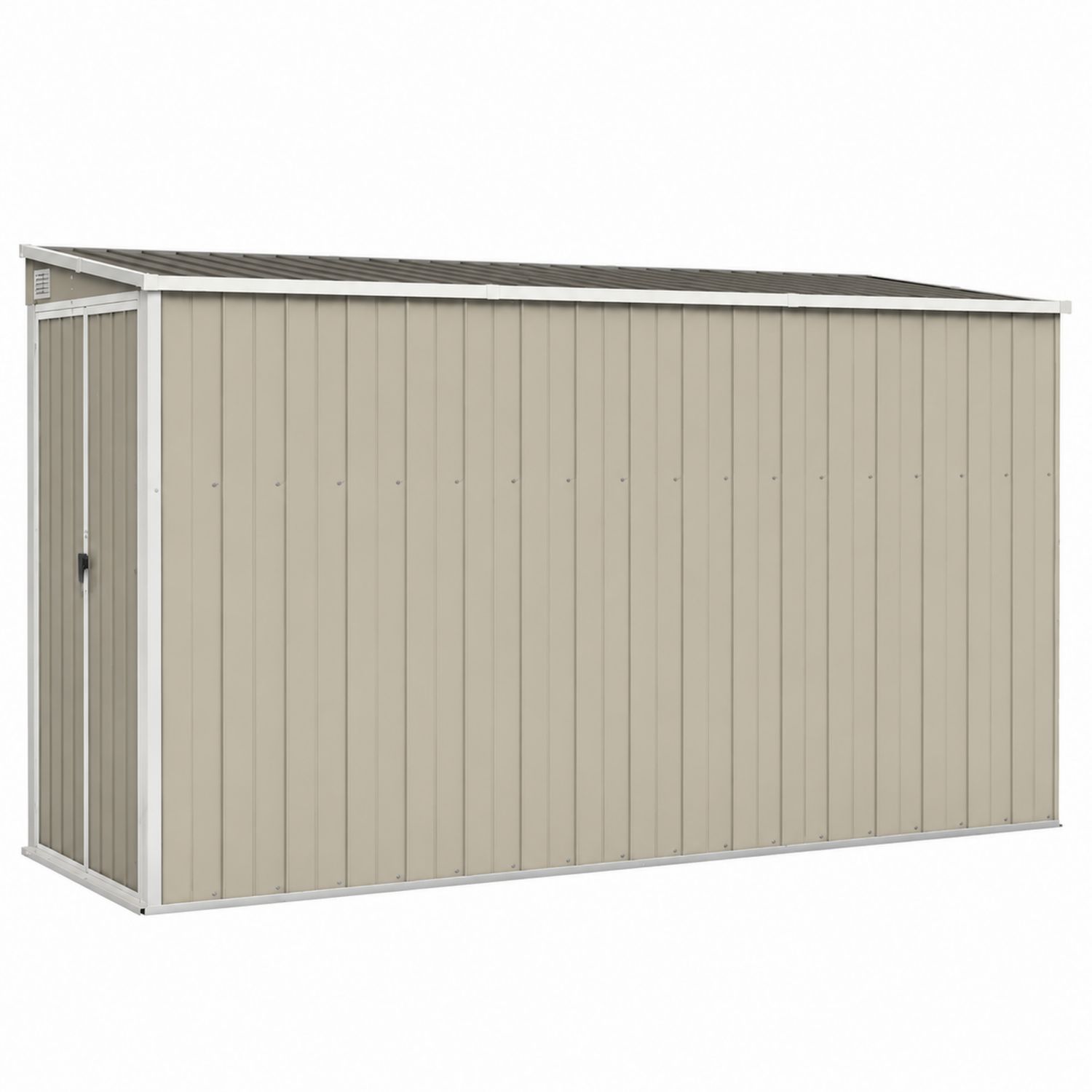 Capanno da Giardino in Metallo con Porta Scorrevole 335x130x172 cm Beige-Plypractical