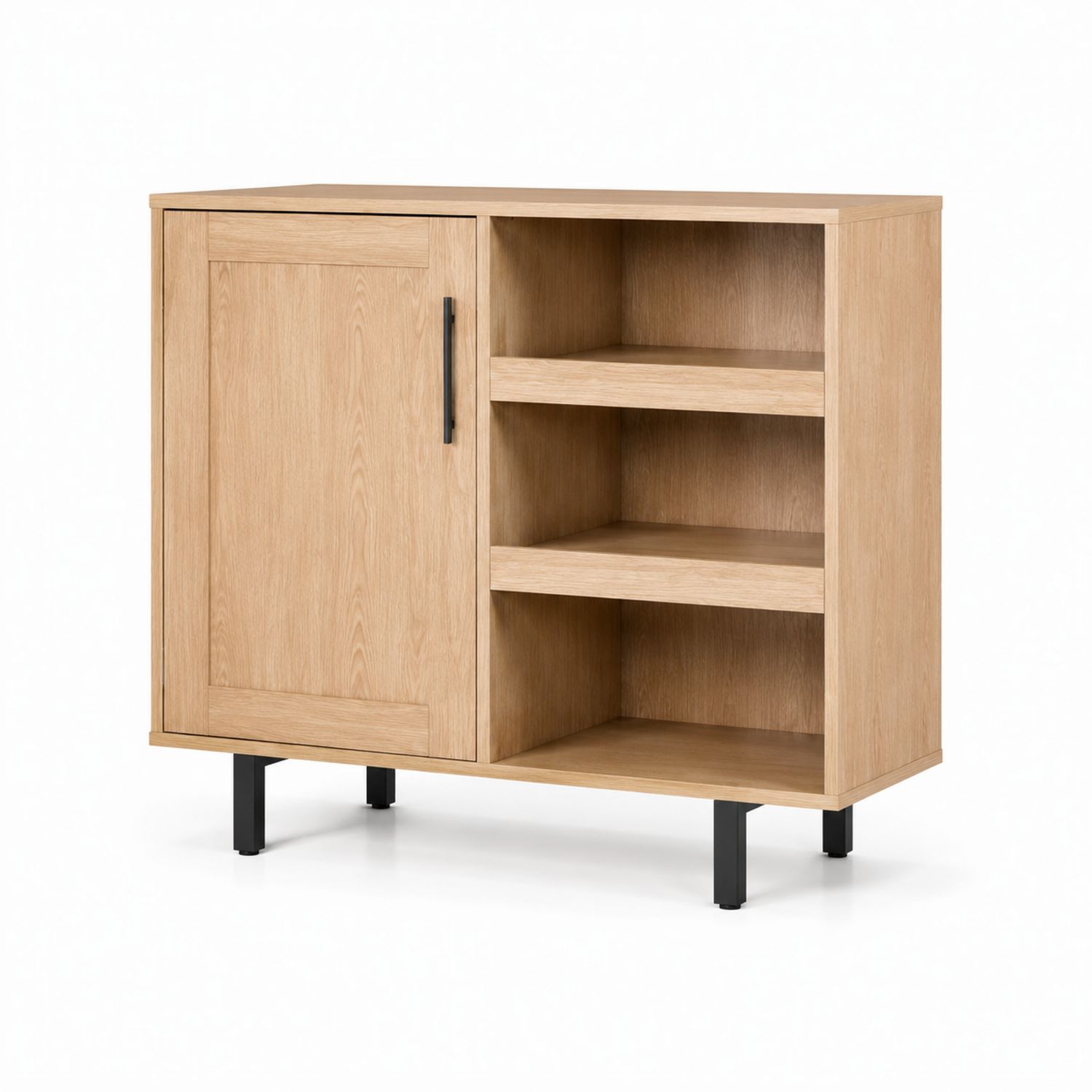 Credenza in Legno con Ripiani e Ante 80x40x90 cm-Plypractical