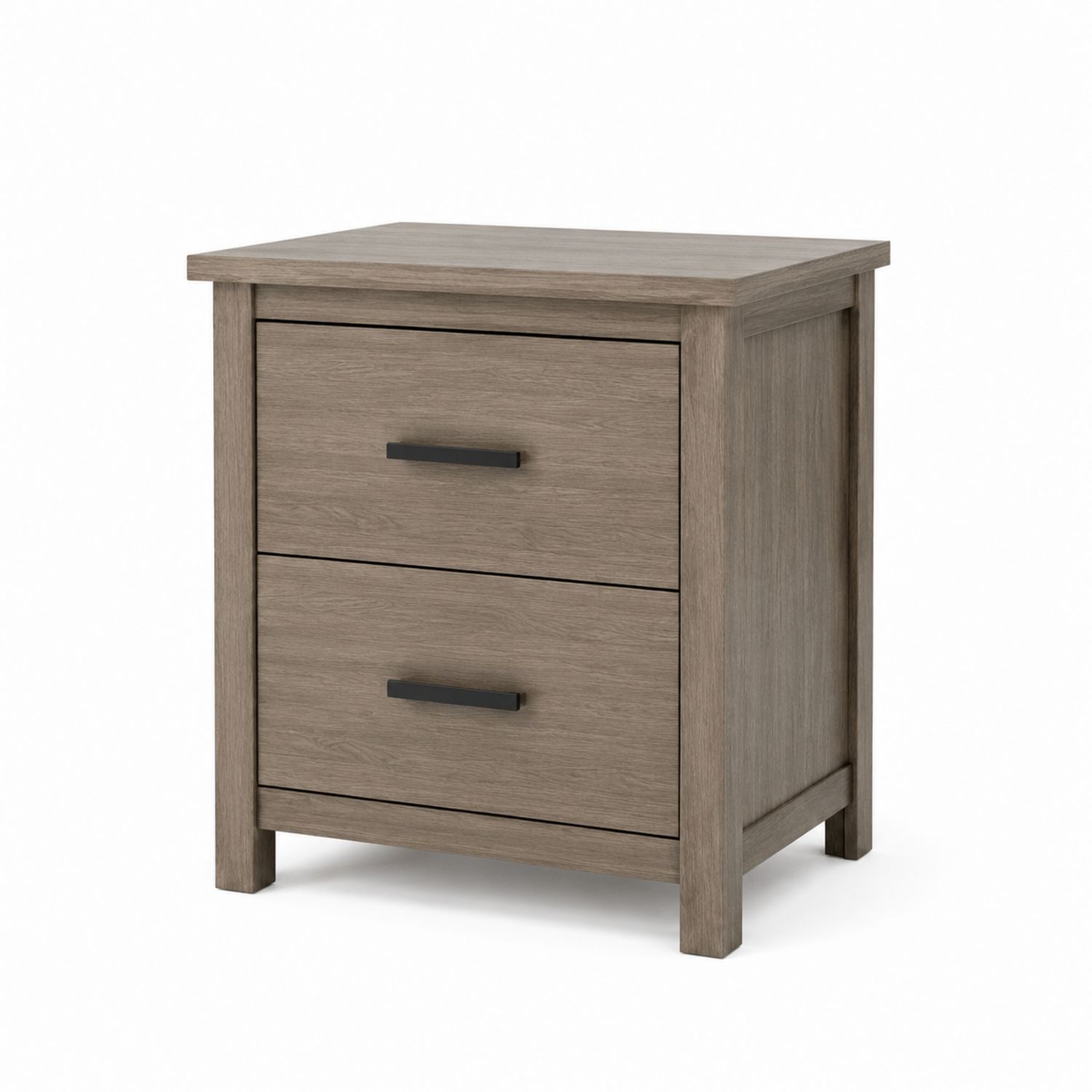 Comodino a 2 cassetti in rovere 50x40x60 cm-Plypractical