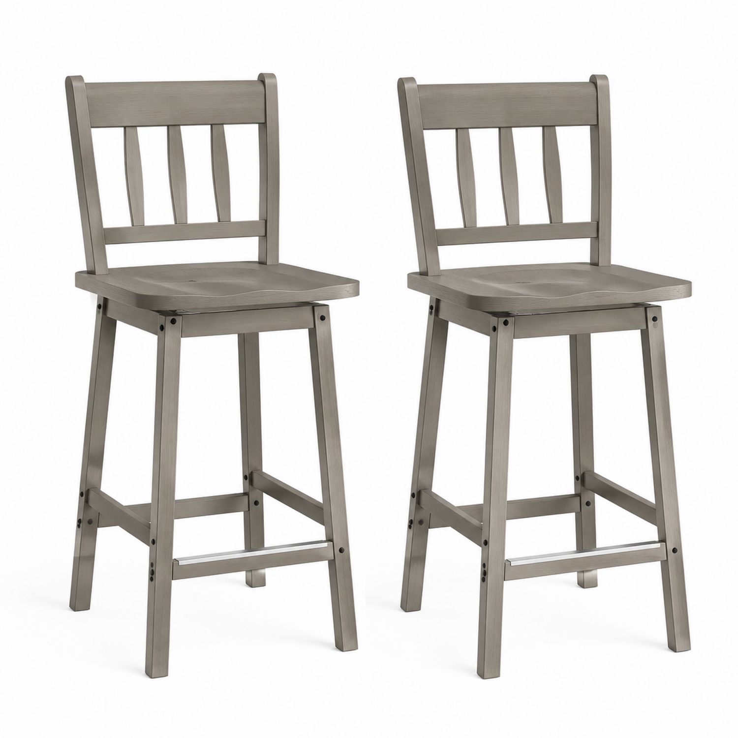 Set di 2 sgabelli in legno grigio-Plypractical
