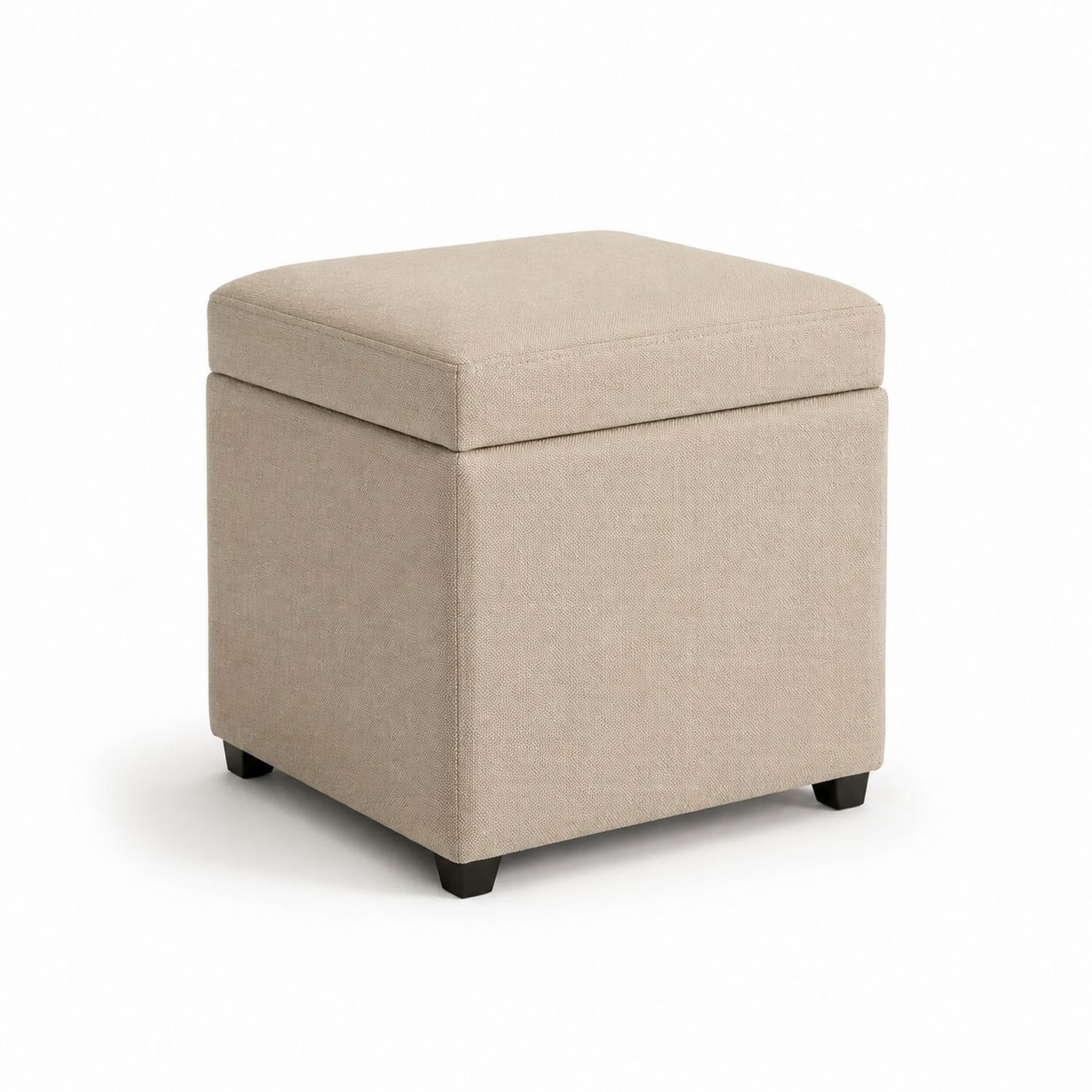 Pouf contenitore in tessuto Beige 40x40x45 cm-Plypractical