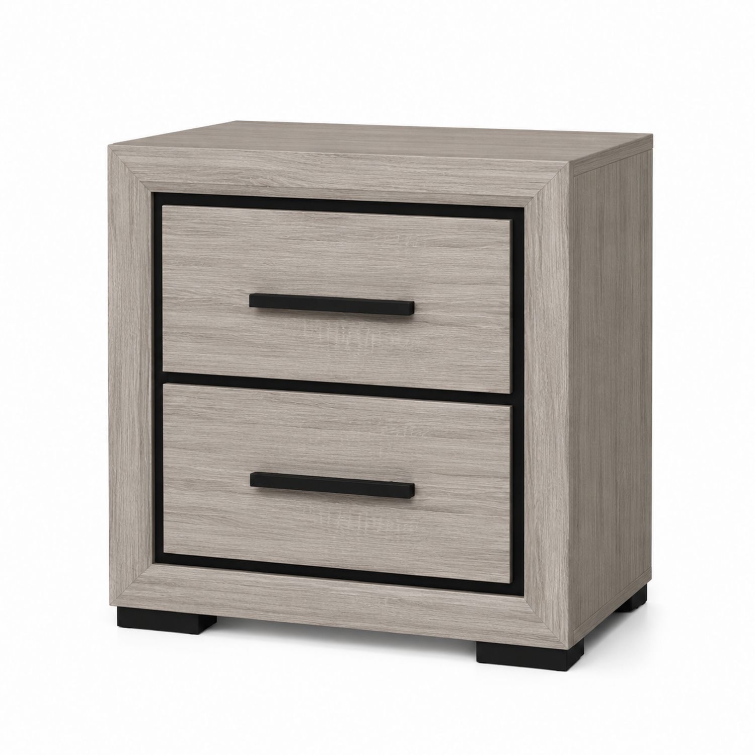 Comodino in Legno MDF con 2 Cassetti 45x35x50 cm Grigio-Plypractical