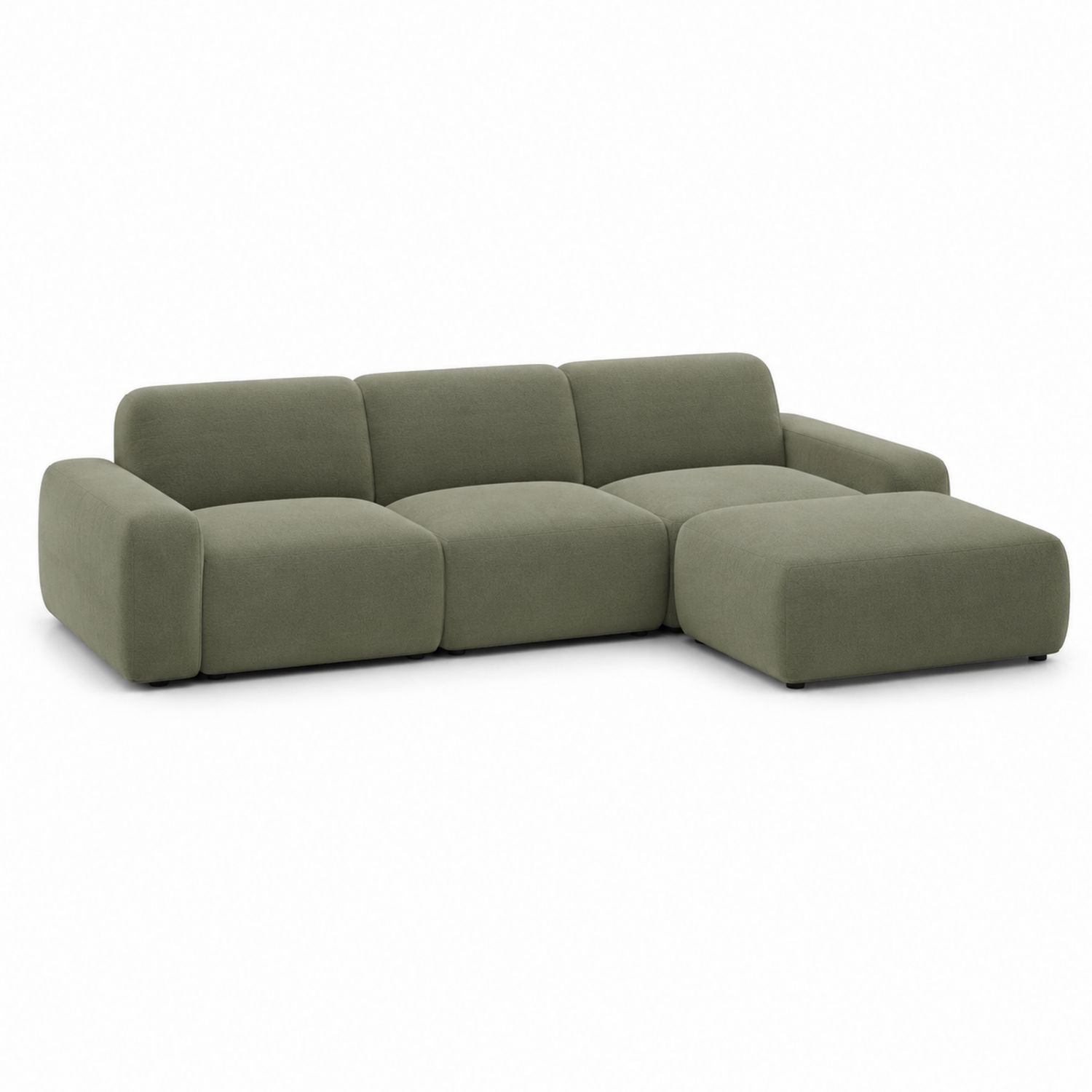 Divano angolare modulare in tessuto verde-Plypractical