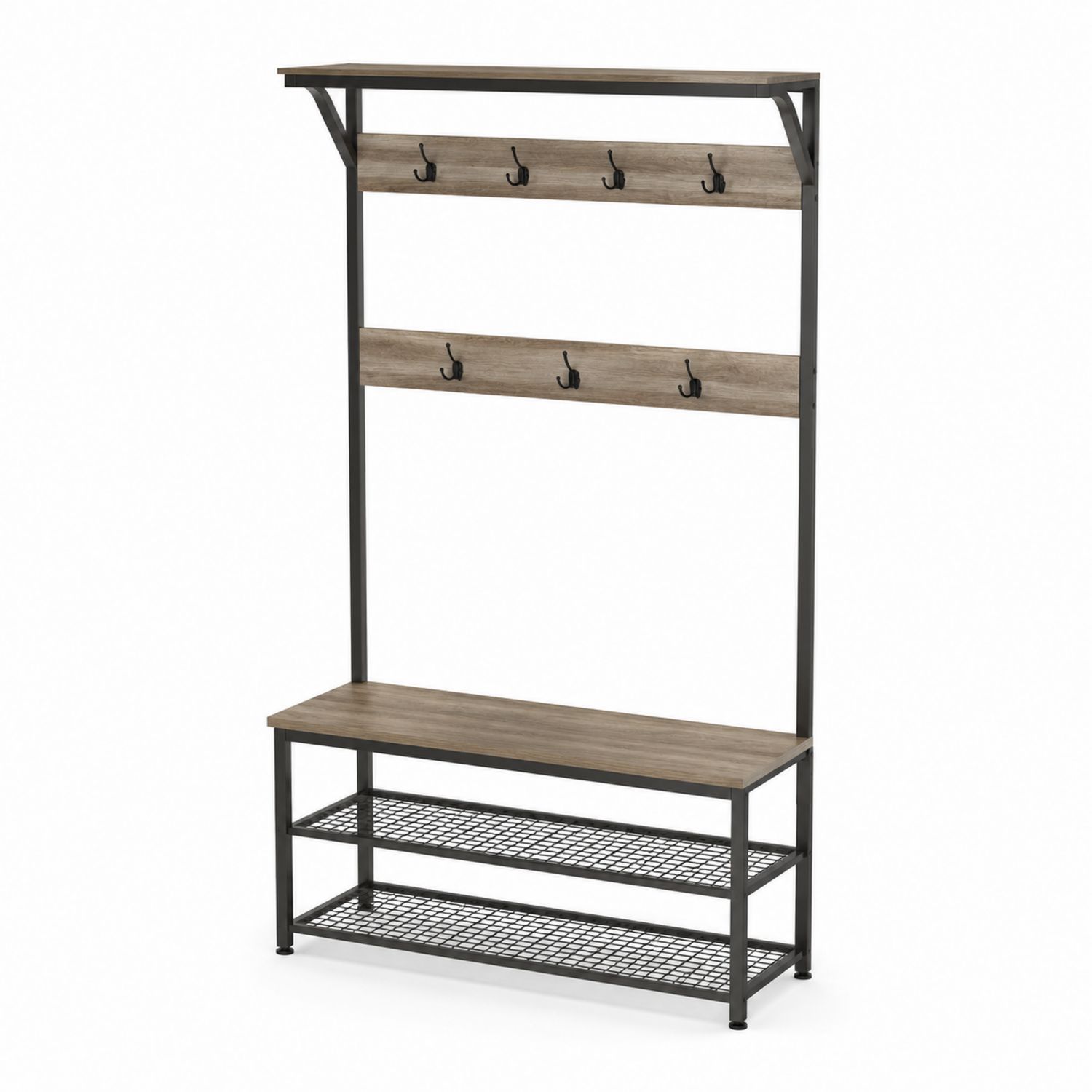 Appendiabiti con Panca in Legno e Metallo con Ripiani-Plypractical