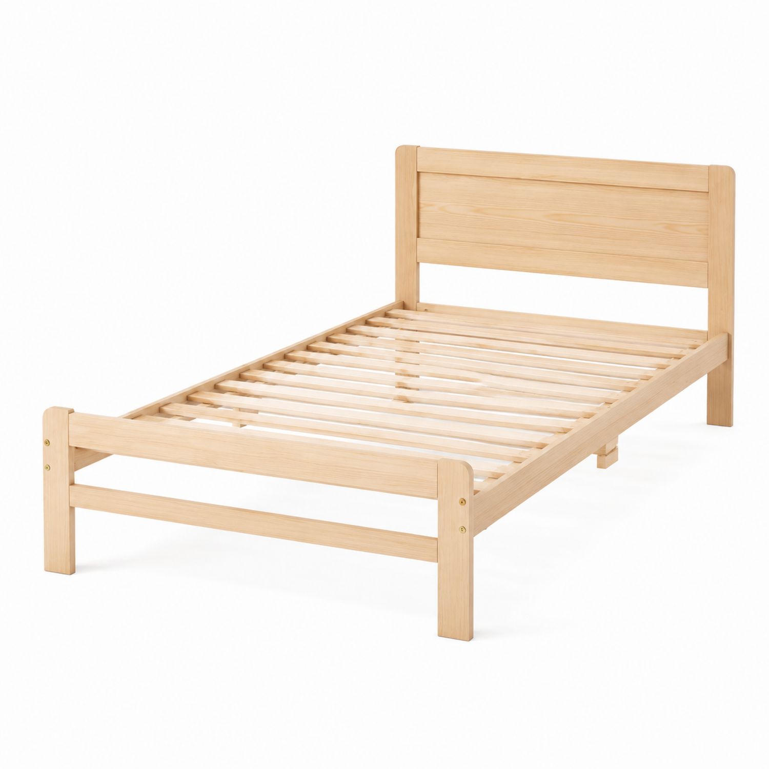 Letto singolo in legno di pino naturale 200x90 cm-Plypractical