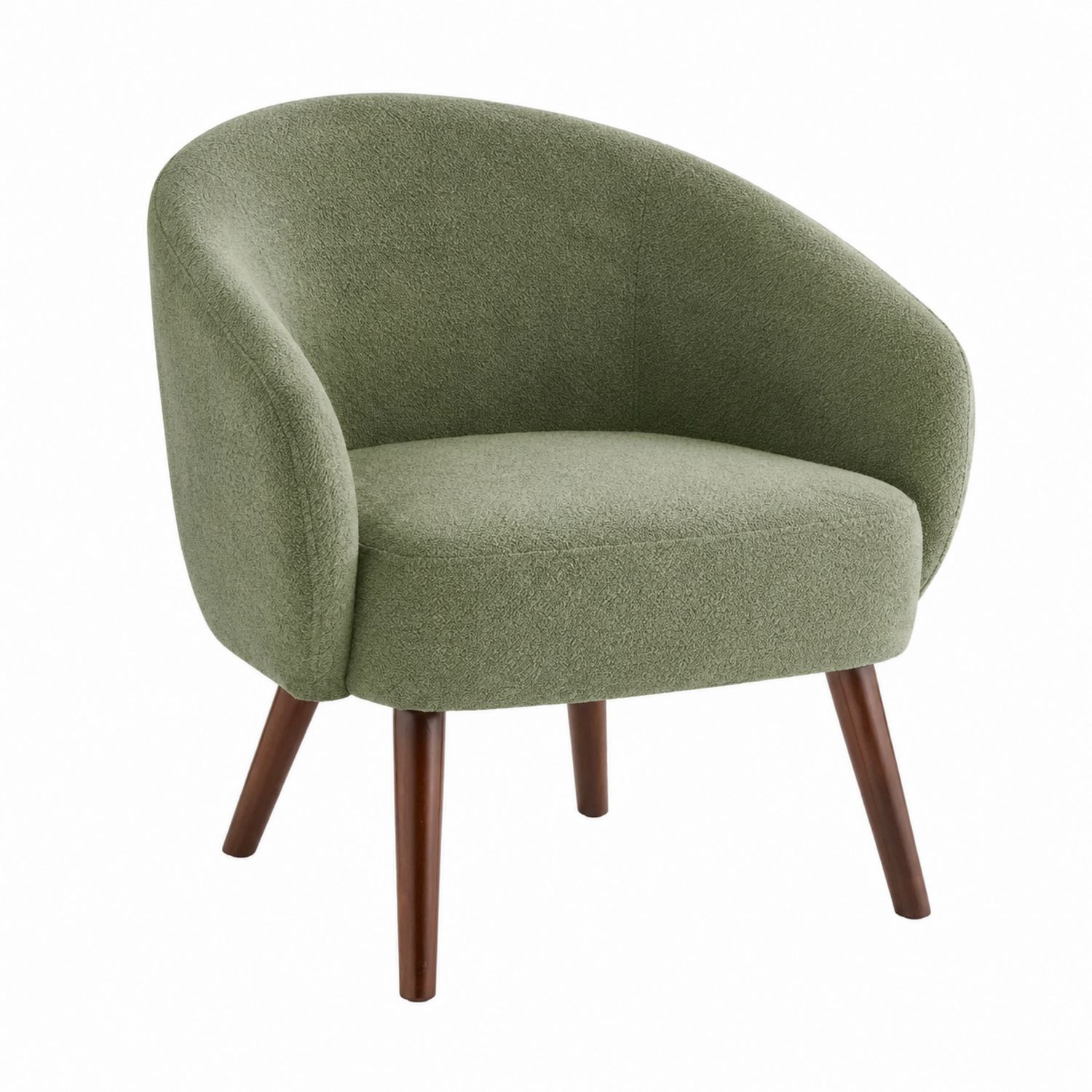 Poltrona Tessuto Bouclé Verde Gambe Legno-Plypractical
