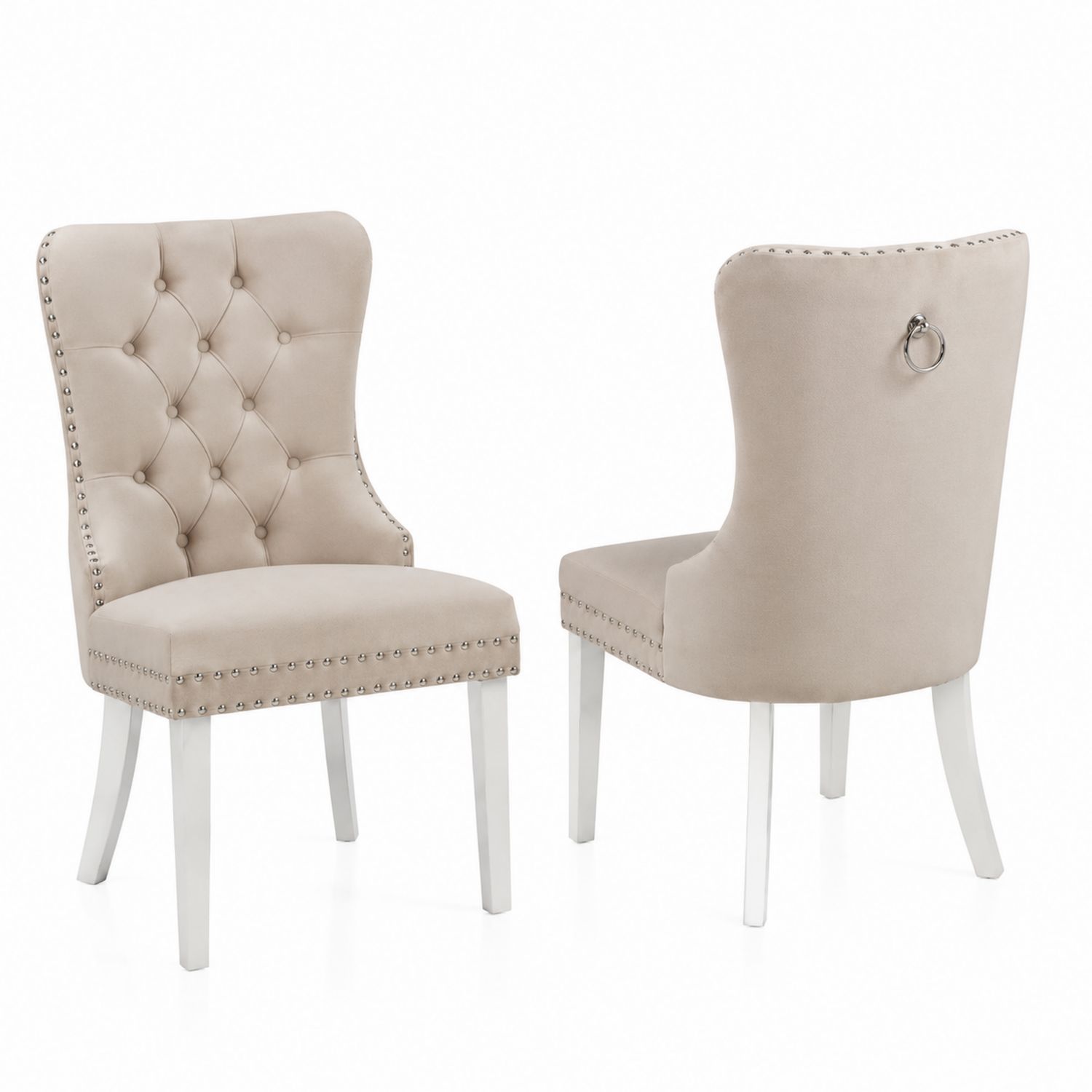 Sedia da pranzo in velluto con gambe in legno-Plypractical