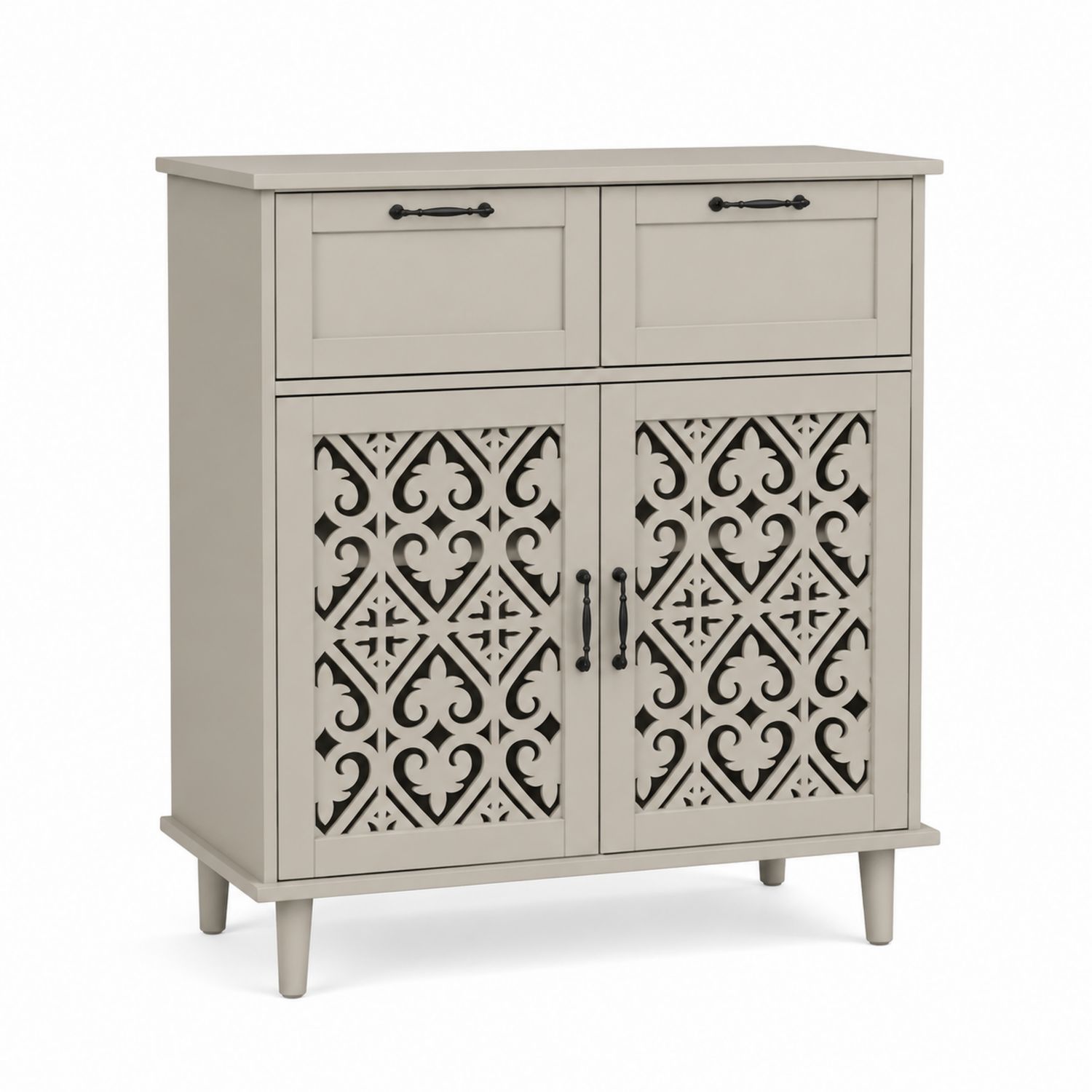 Credenza MDF con Intarsi 80x35x90 cm Grigio-Plypractical