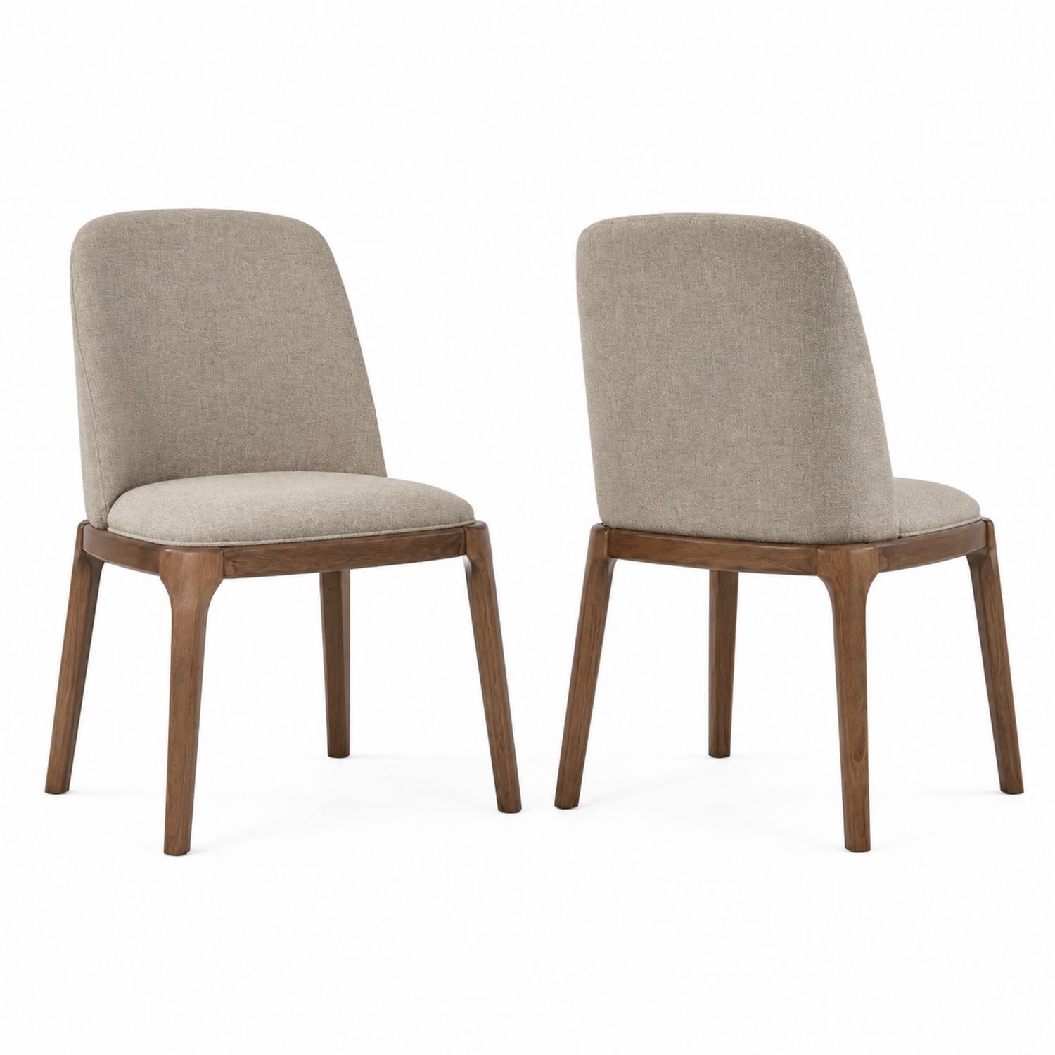 Set di 2 sedie in tessuto beige con struttura in legno-Plypractical