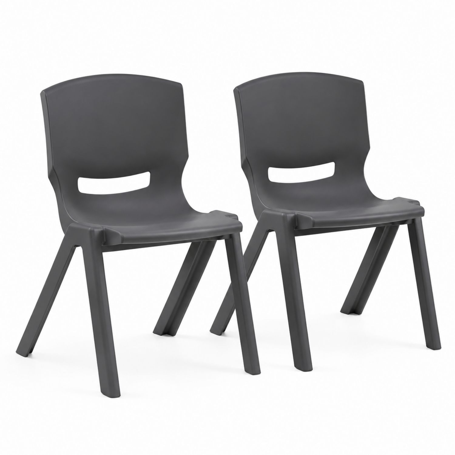 Set di 2 sedie in plastica grigia-Plypractical