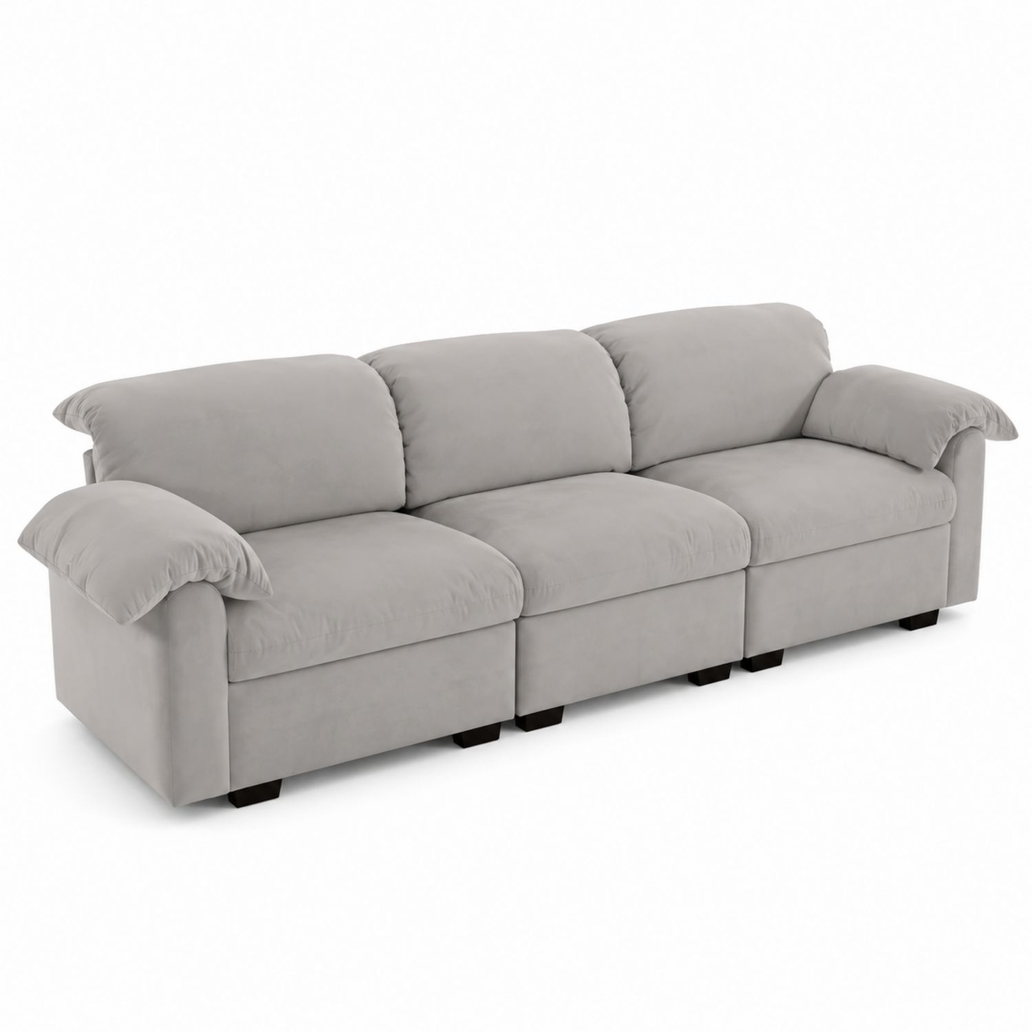 Divano in microfibra grigio a tre posti 200 cm-Plypractical