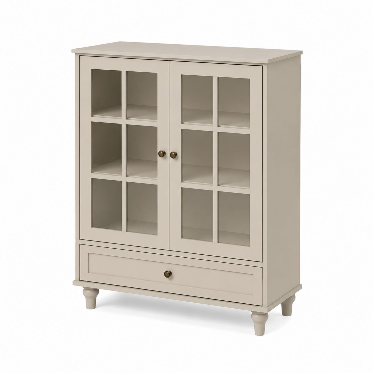 Credenza in Legno con Ante in Vetro e Cassetto-Plypractical