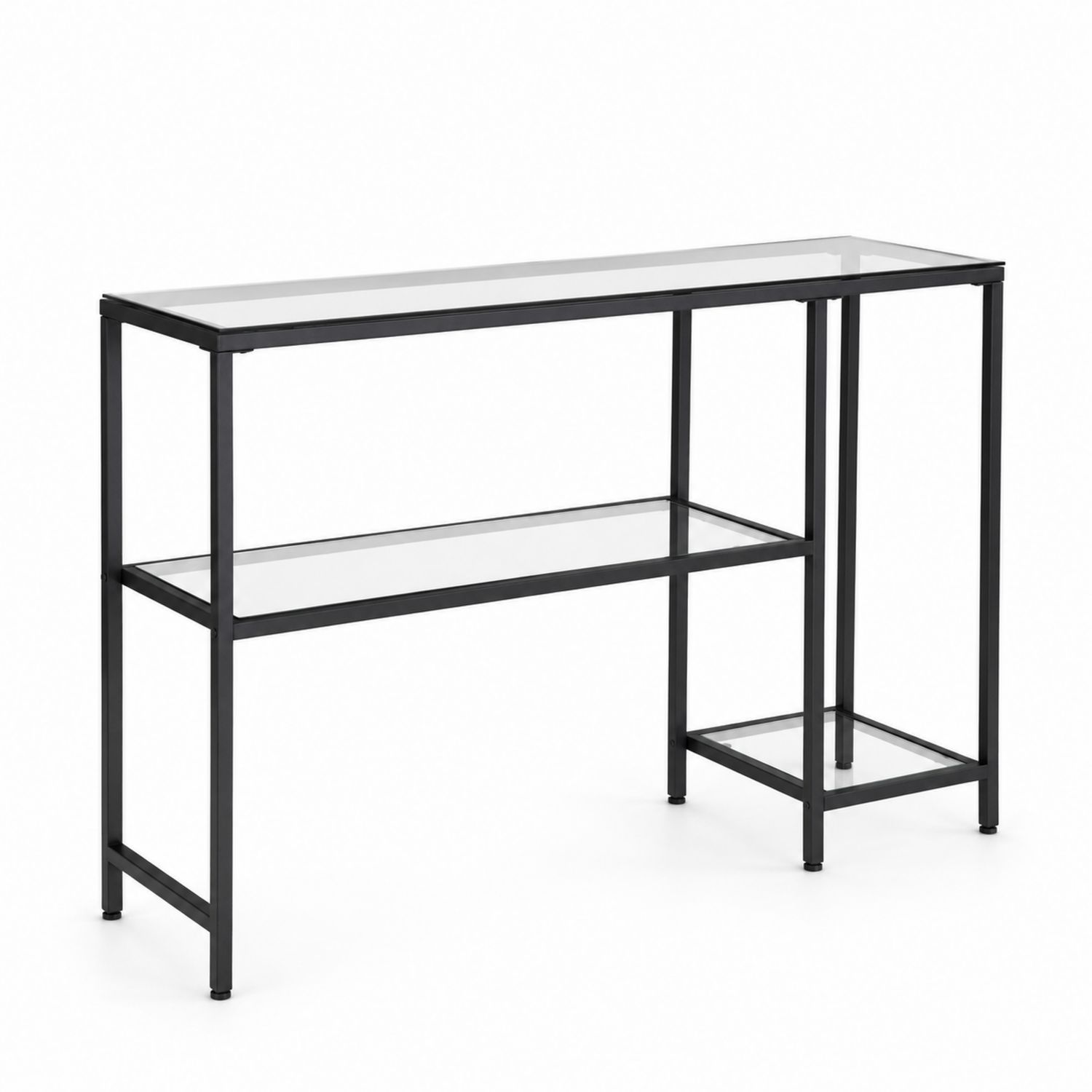 Consolle Rettangolare in Vetro Temperato e Acciaio Nero-Plypractical