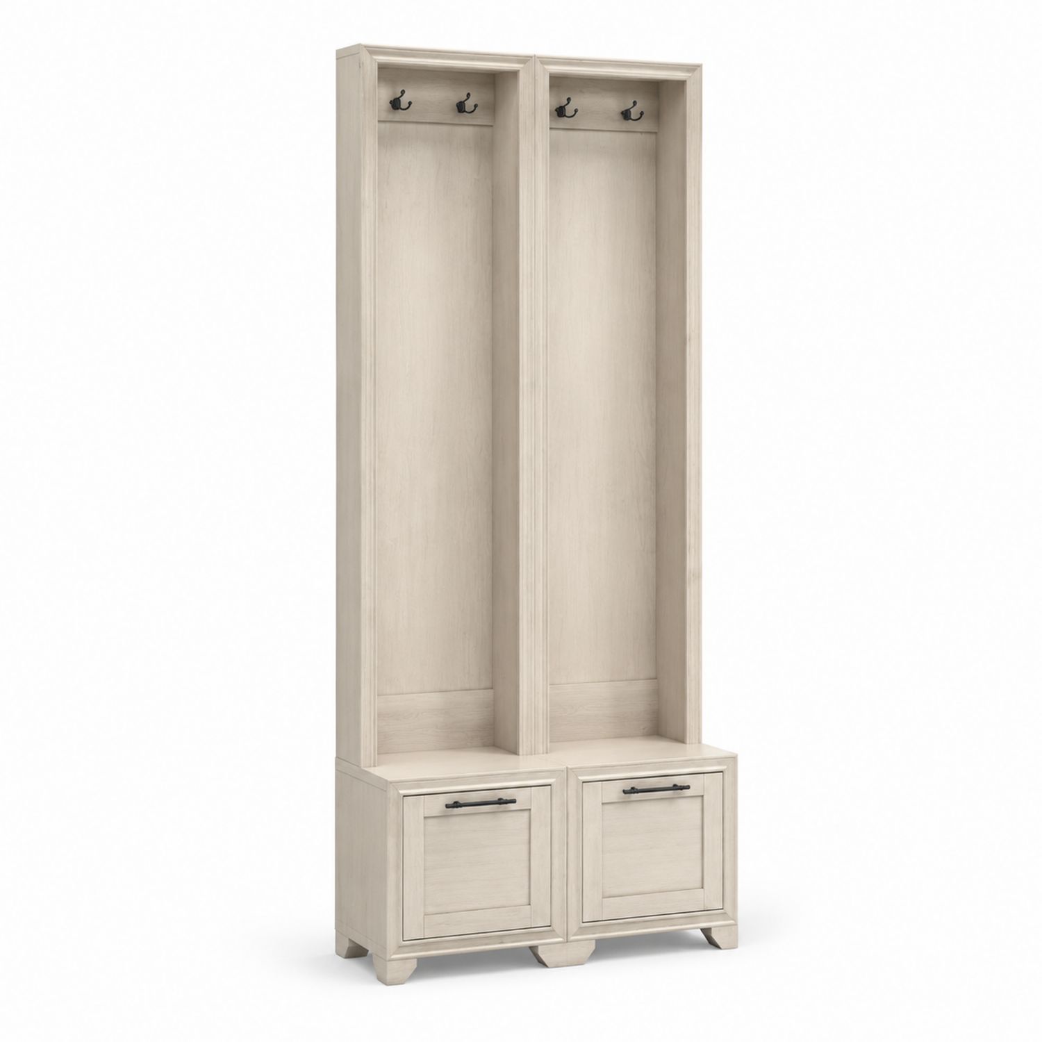 Guardaroba da Ingresso con Ganci e Panca, Legno, Avorio, 190x90x40 cm-Plypractical