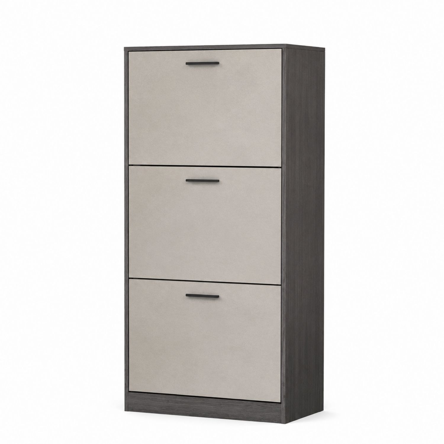 Scarpiera Verticale Moderna con 3 Scomparti in Legno MDF Beige/Nero-Plypractical