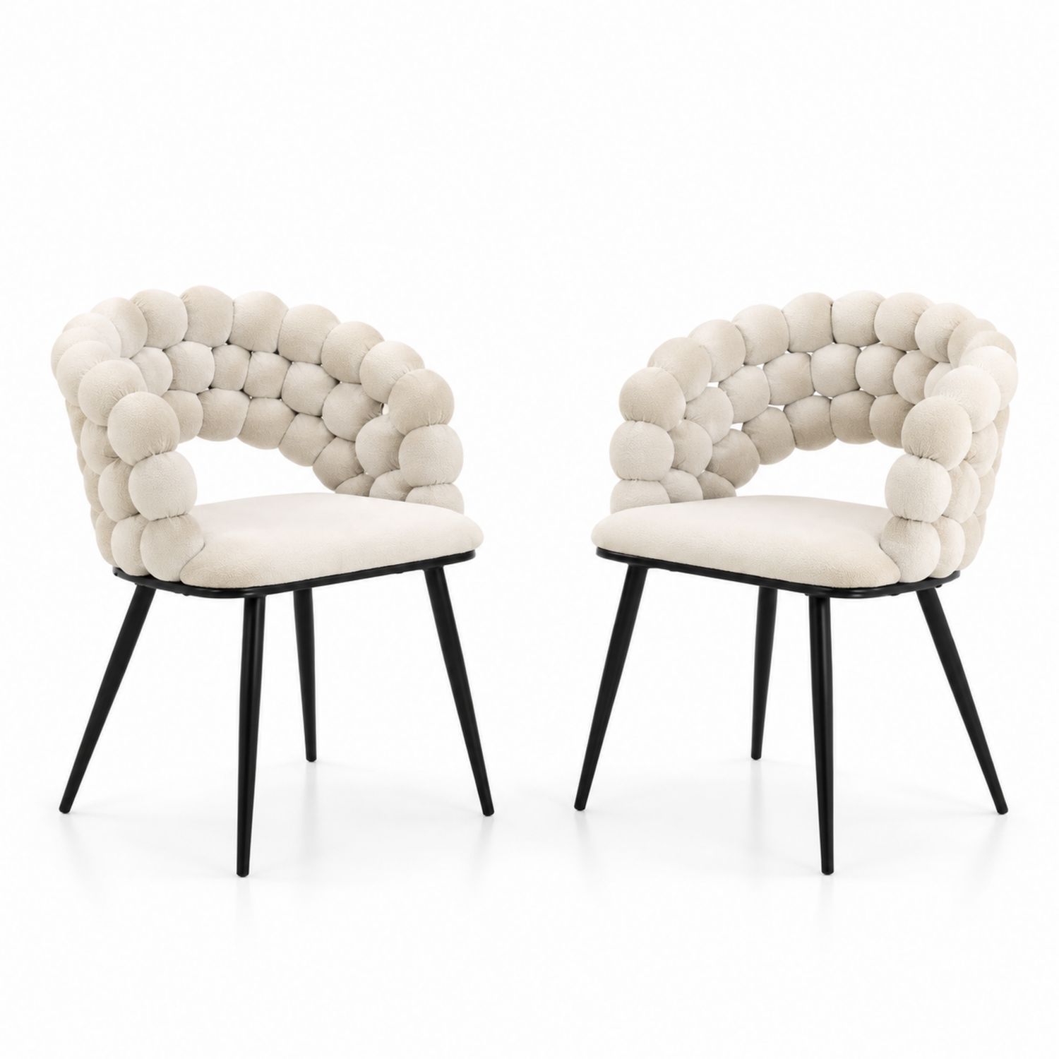 Set di 2 sedie in velluto beige con gambe in metallo-Plypractical