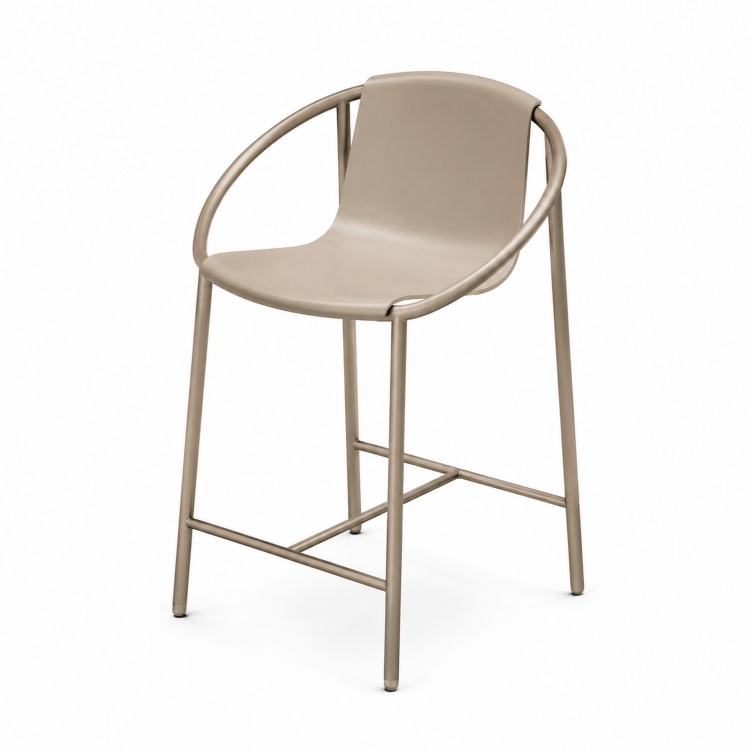 Sgabello da bar in metallo con seduta in polipropilene beige-Plypractical