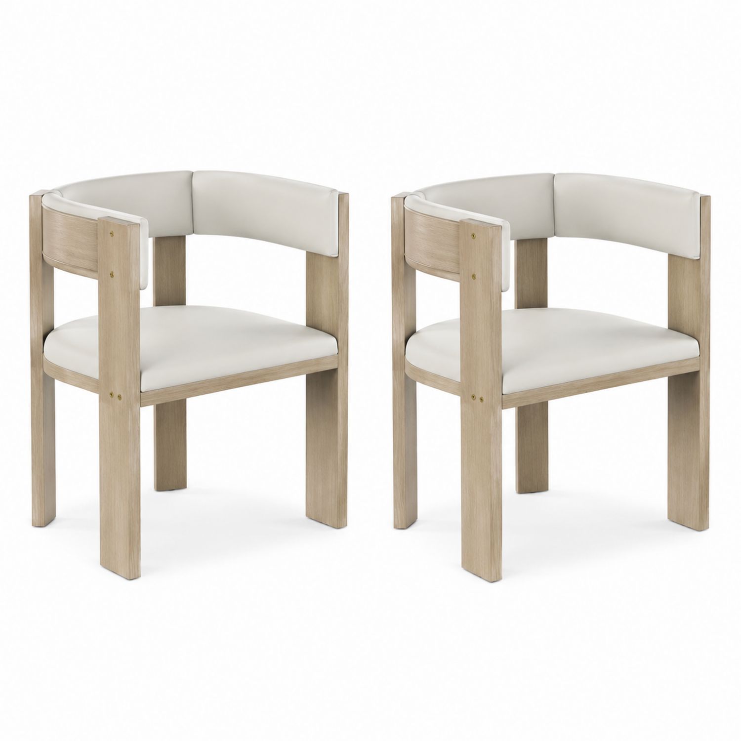Set di Due Sedie in Legno con Rivestimento in Pelle Sintetica-Plypractical