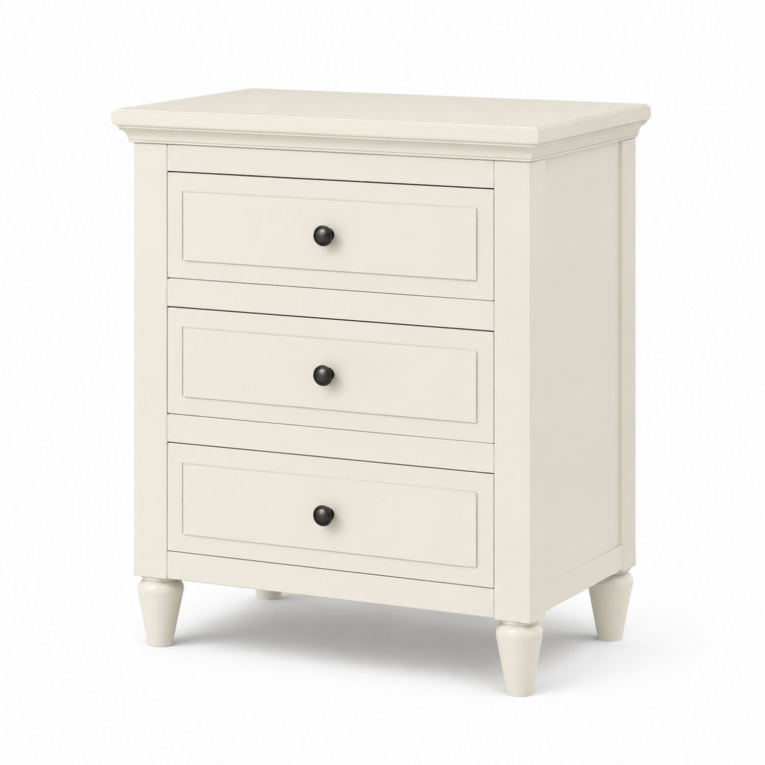 Comodino in Legno Verniciato Bianco a 3 Cassetti-Plypractical