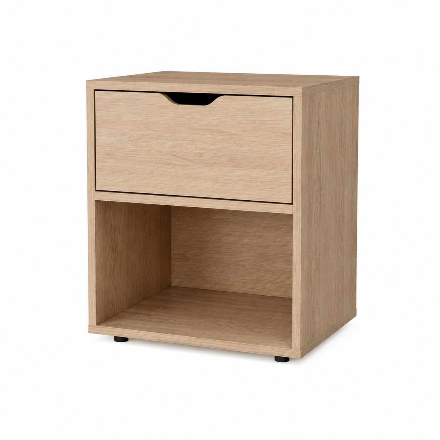 Comodino in Legno MDF con Cassetto, 40x30x50 cm, Rovere Chiaro-Plypractical