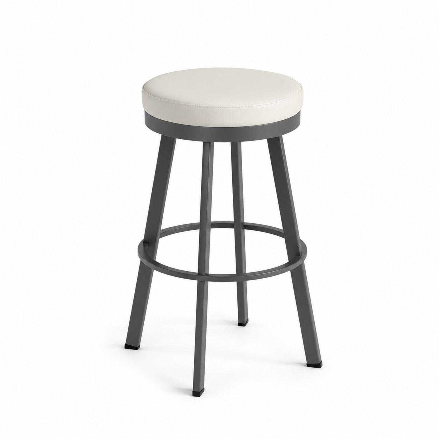 Sgabello da bar Metallo con Seduta in Ecopelle Bianco-Plypractical