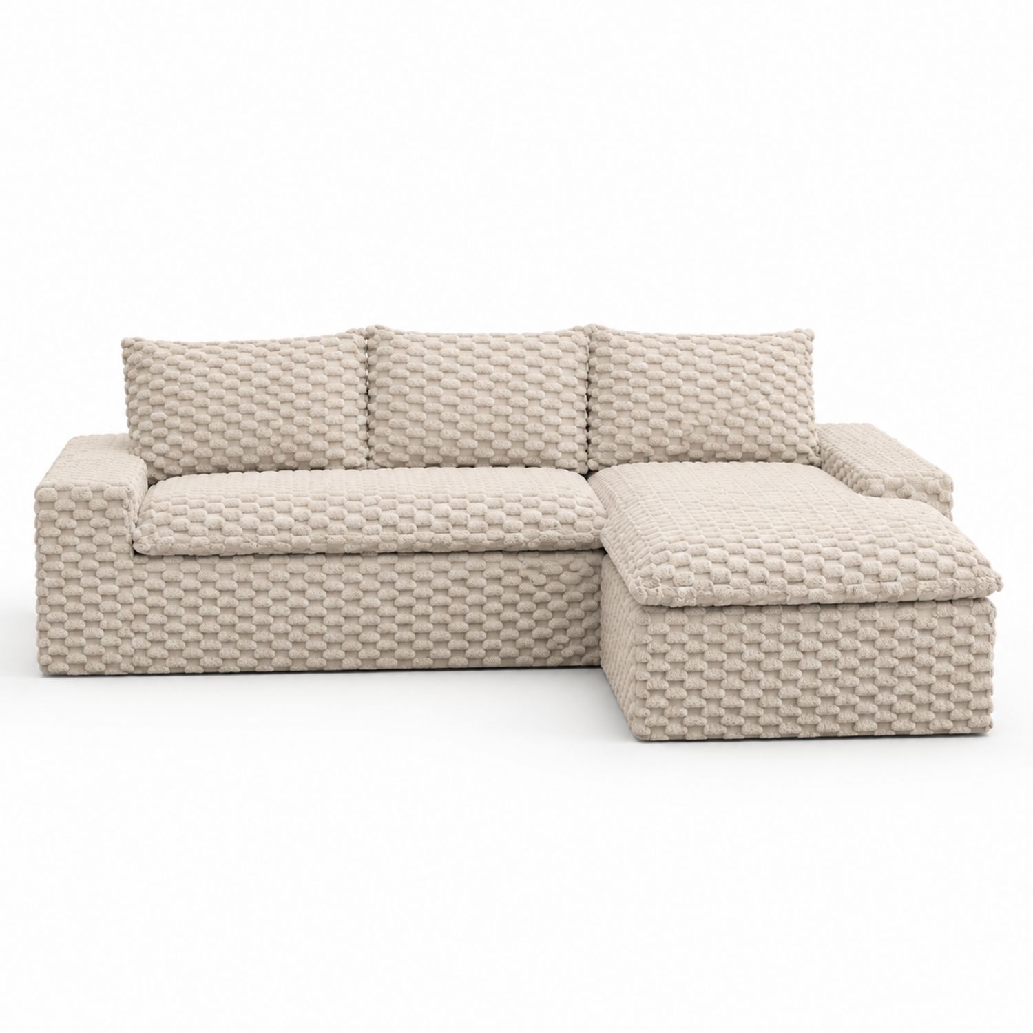 Divano Angolare in Tessuto Poliestere Beige-Plypractical