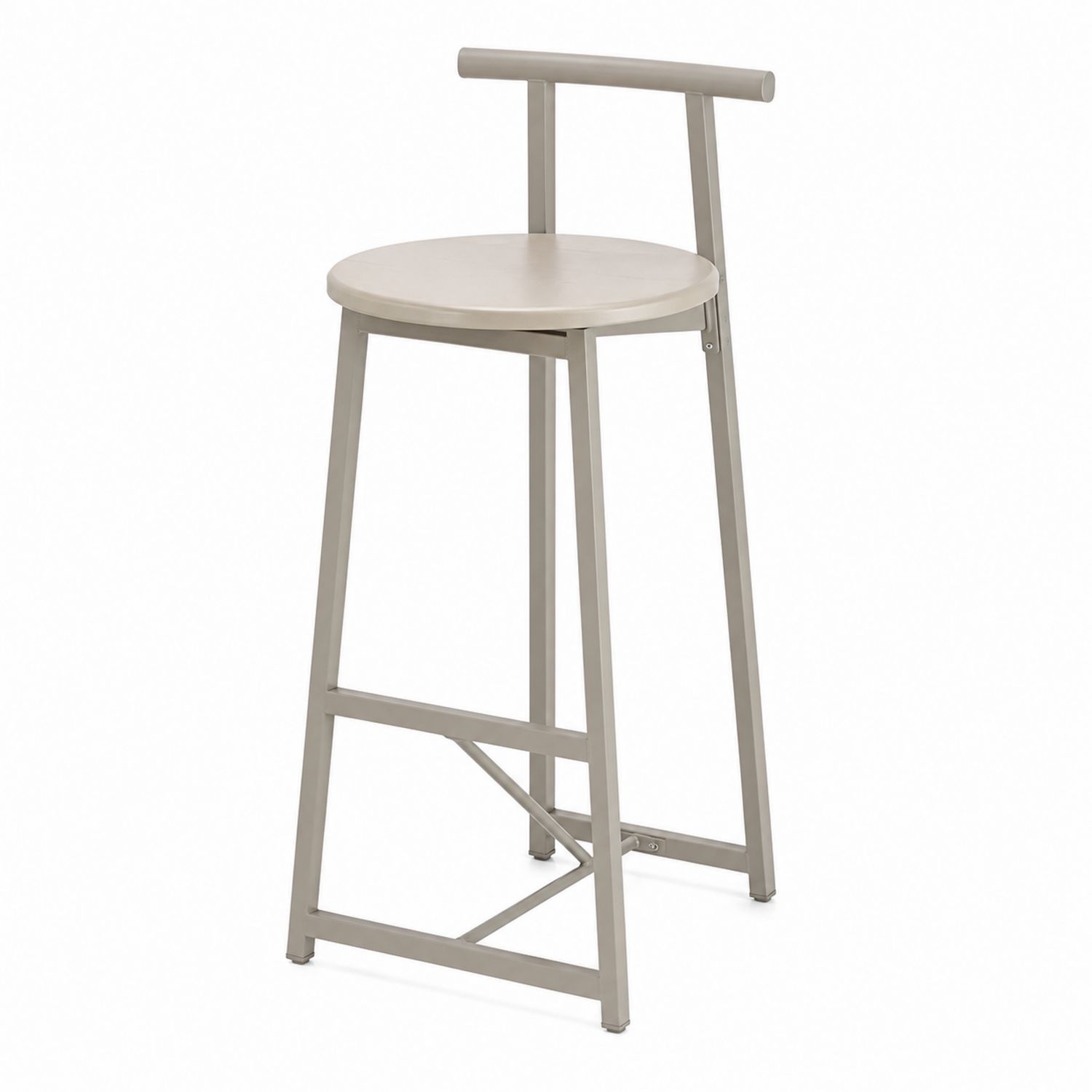 Sgabello da bar in metallo e legno grigio altezza 75 cm-Plypractical