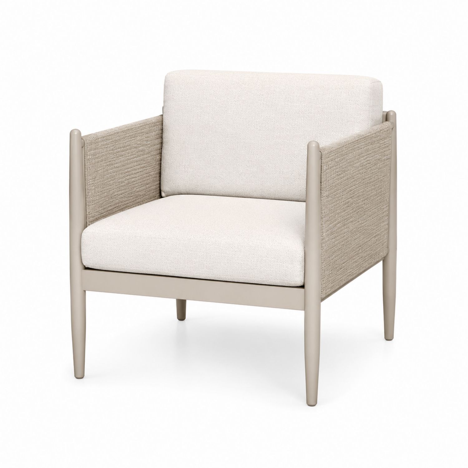 Poltrona in alluminio con rivestimento in tessuto ecru 70x78x72 cm-Plypractical