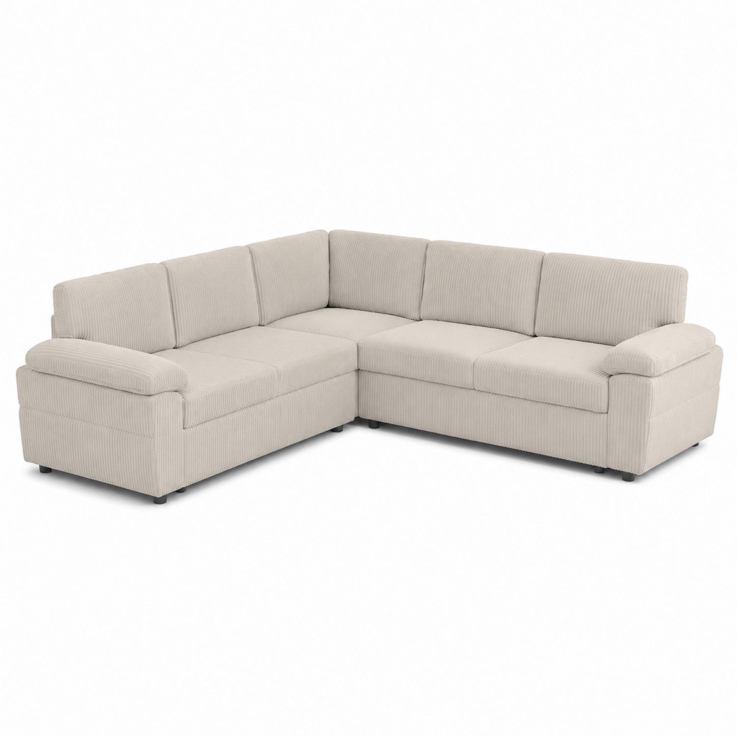 Divano angolare a L in tessuto a coste beige 295x295 cm-Plypractical