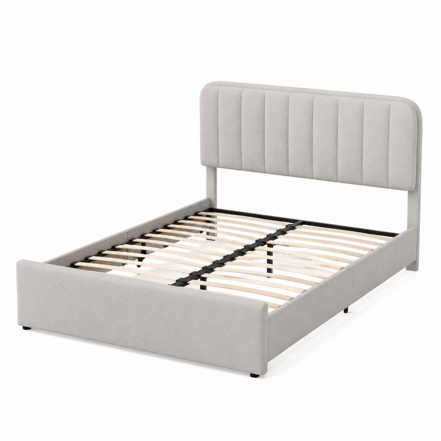 Letto matrimoniale in tessuto Beige 200x160 cm-Plypractical