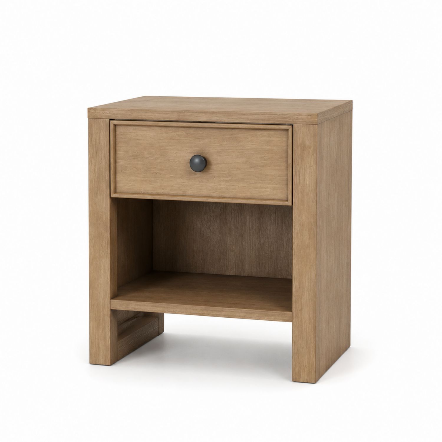 Comodino in legno di rovere chiaro con cassetto, 45x35x60 cm-Plypractical