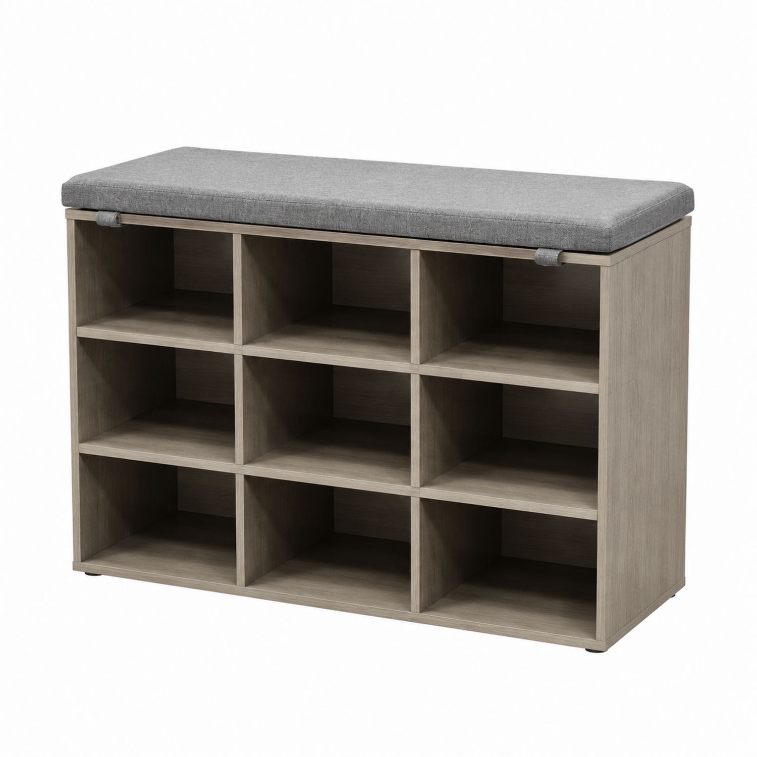 Scarpiera con Seduta Imbottita in Legno Composito, Grigio-Plypractical