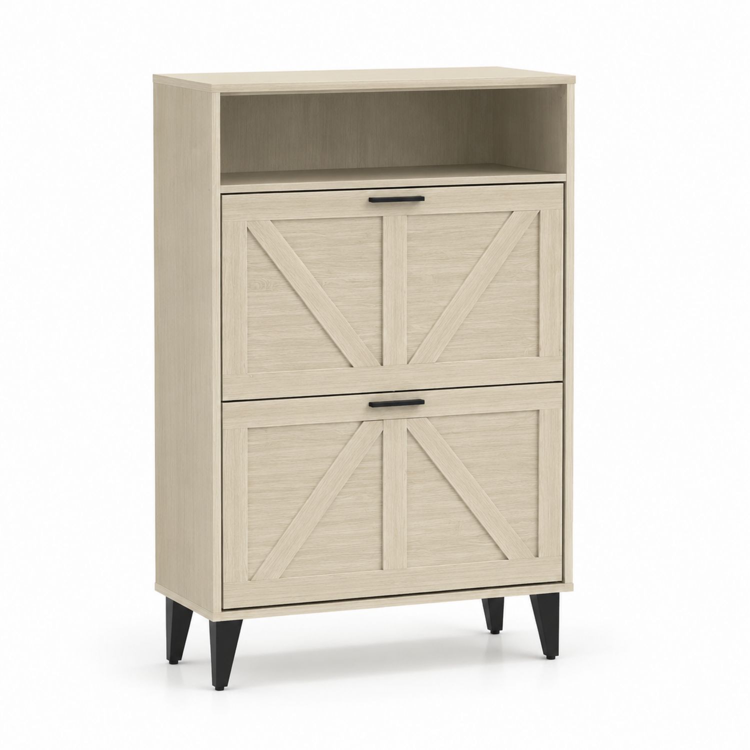 Scarpiera verticale in legno con ante incrociate-Plypractical
