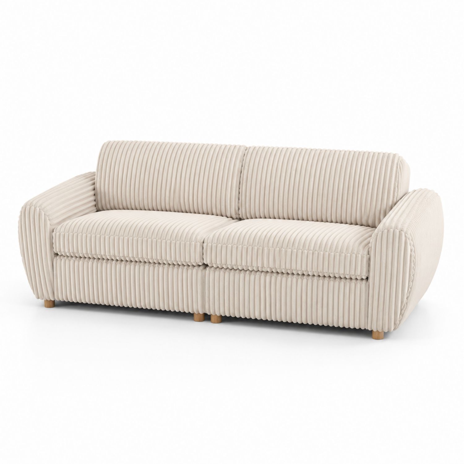 Divano a tre posti in velluto a coste con struttura in legno-Plypractical