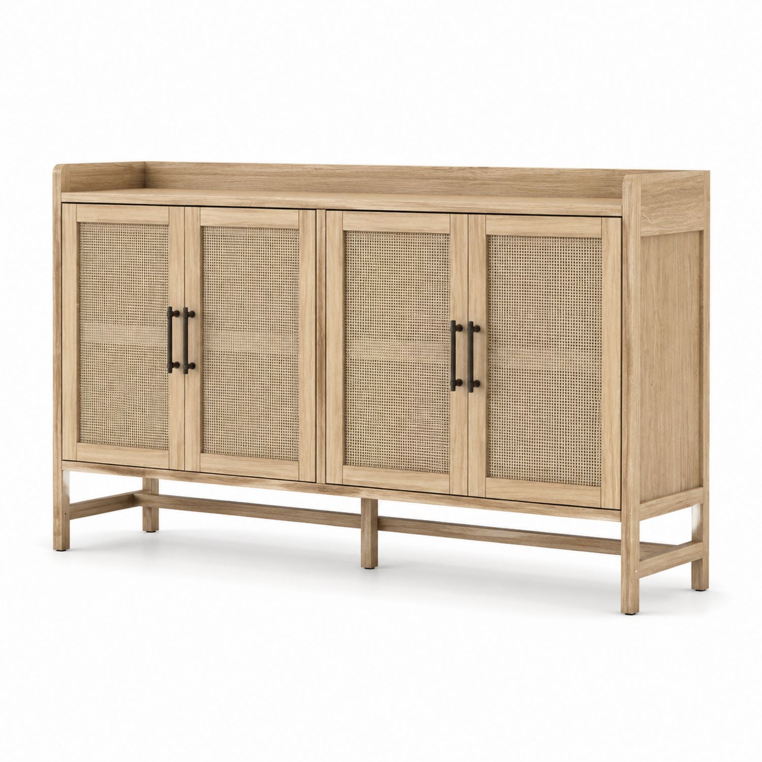Credenza in Legno e Rattan con 4 Ante-Plypractical