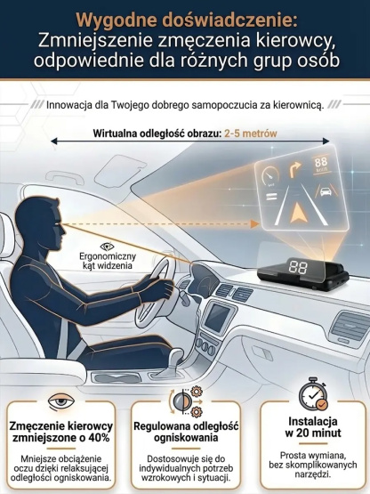 🚀 AKCJA -50%! Samochodowy Wyświetlacz Prędkości GPS HUD na Szybę | Bezpieczeństwo i Brak Mandatów!