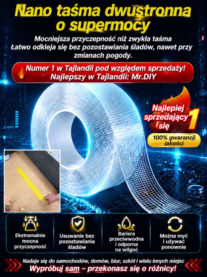 🚀 -80% WYPRZEDAŻ! Wzmocniona Taśma Nano Grid | Bez Wiercenia + Wielokrotnego Użytku