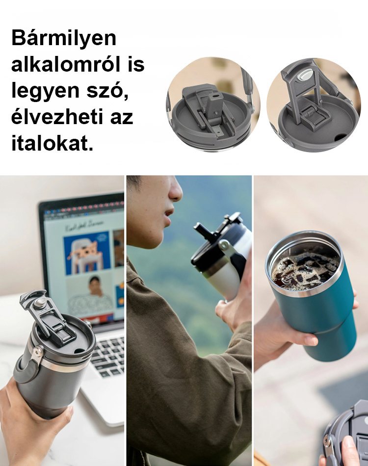 【Nagy kapacitású】hőtartó és hűtőtartó bögre