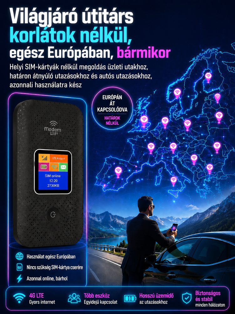 【50% Akció】Magyarország Kedvence: Hordozható 4G/5G Mobil WiFi - Szupergyors Internet Bárhol