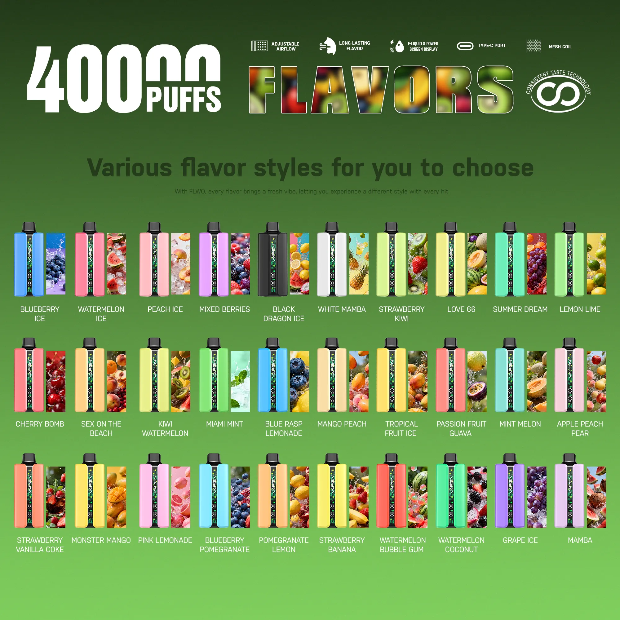 💥VAPEN FLOW 40000 Puffs - Wybór smaku
